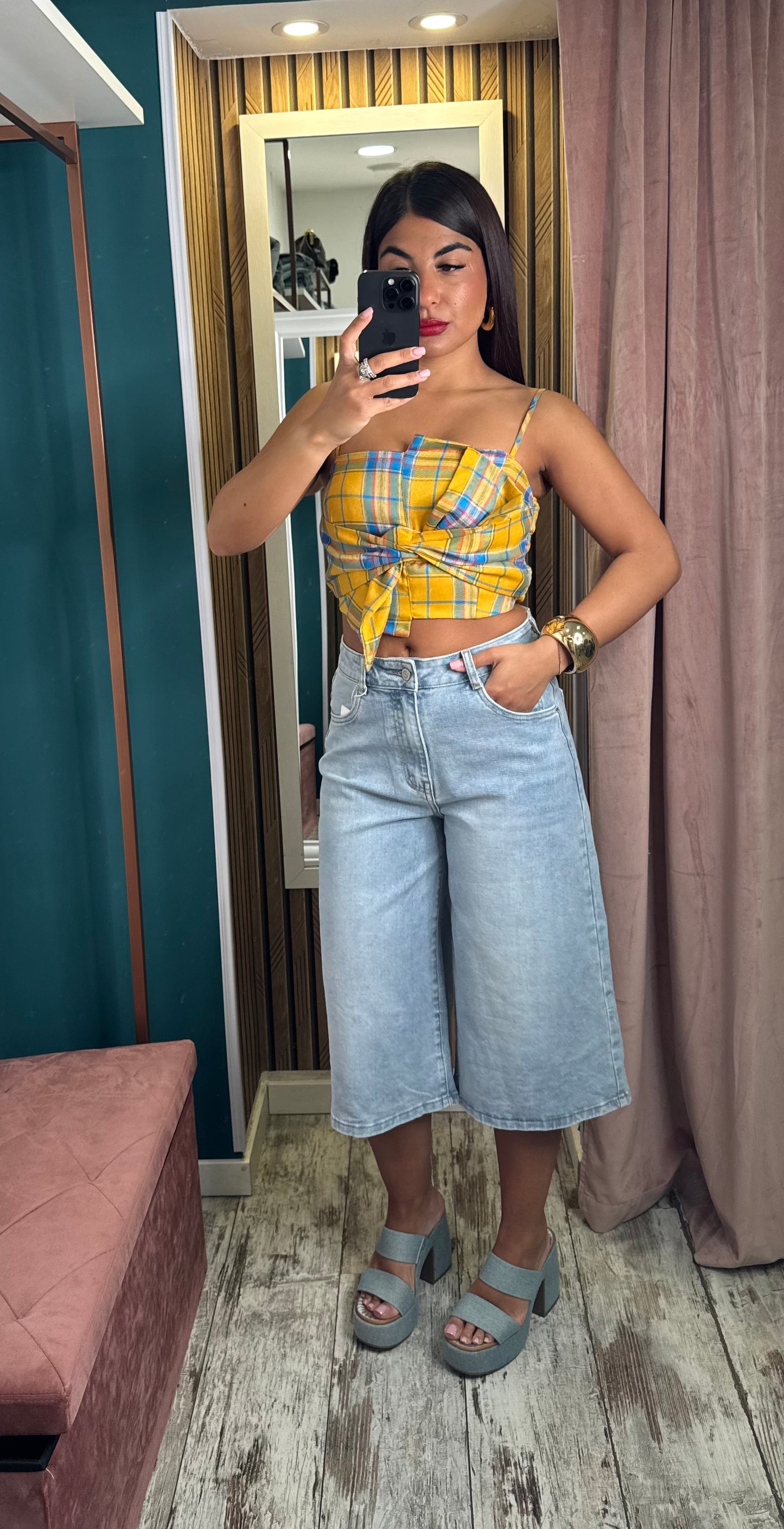Top quadretti Yellow