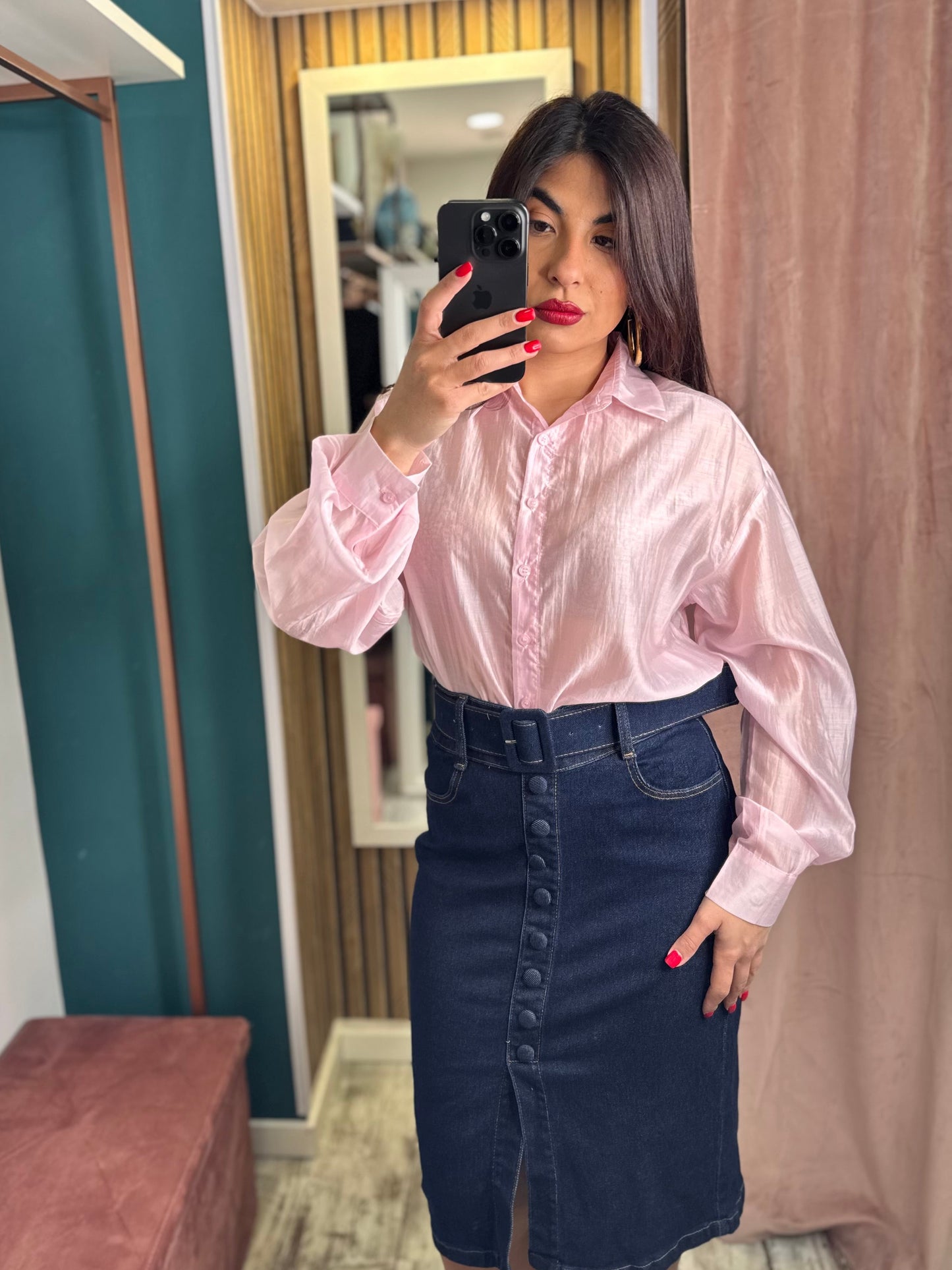 Camicia velata rosa