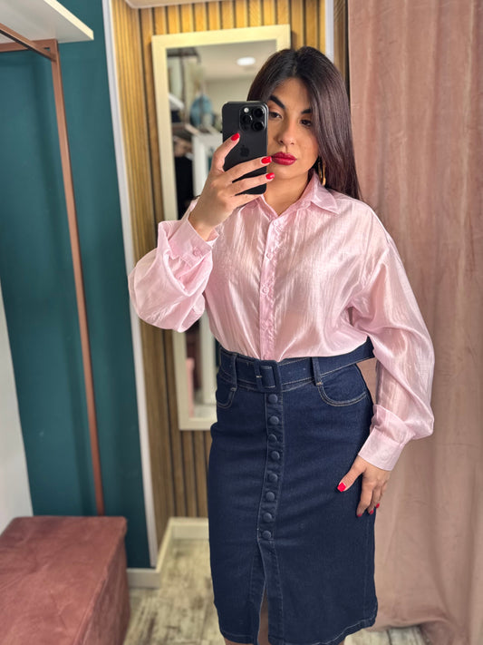 Camicia velata rosa