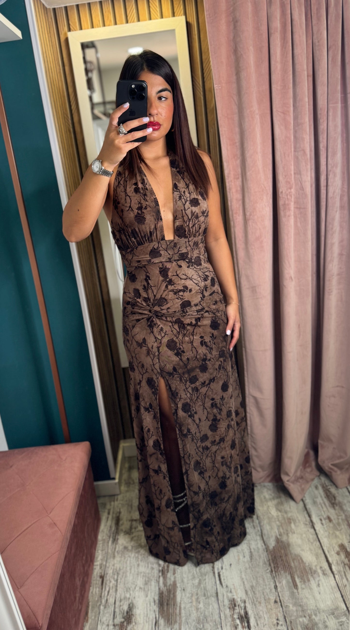 Vestito brown flower