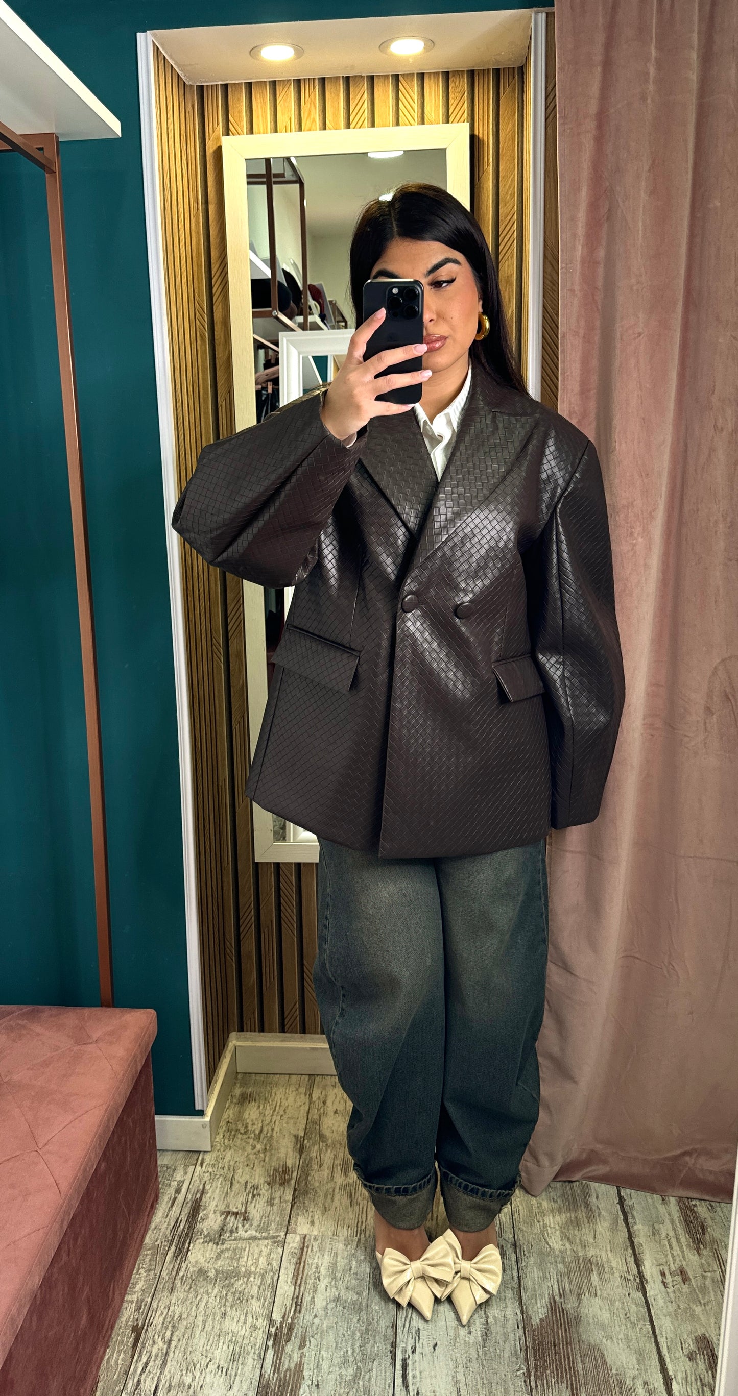 Blazer Lumina ecopelle marrone