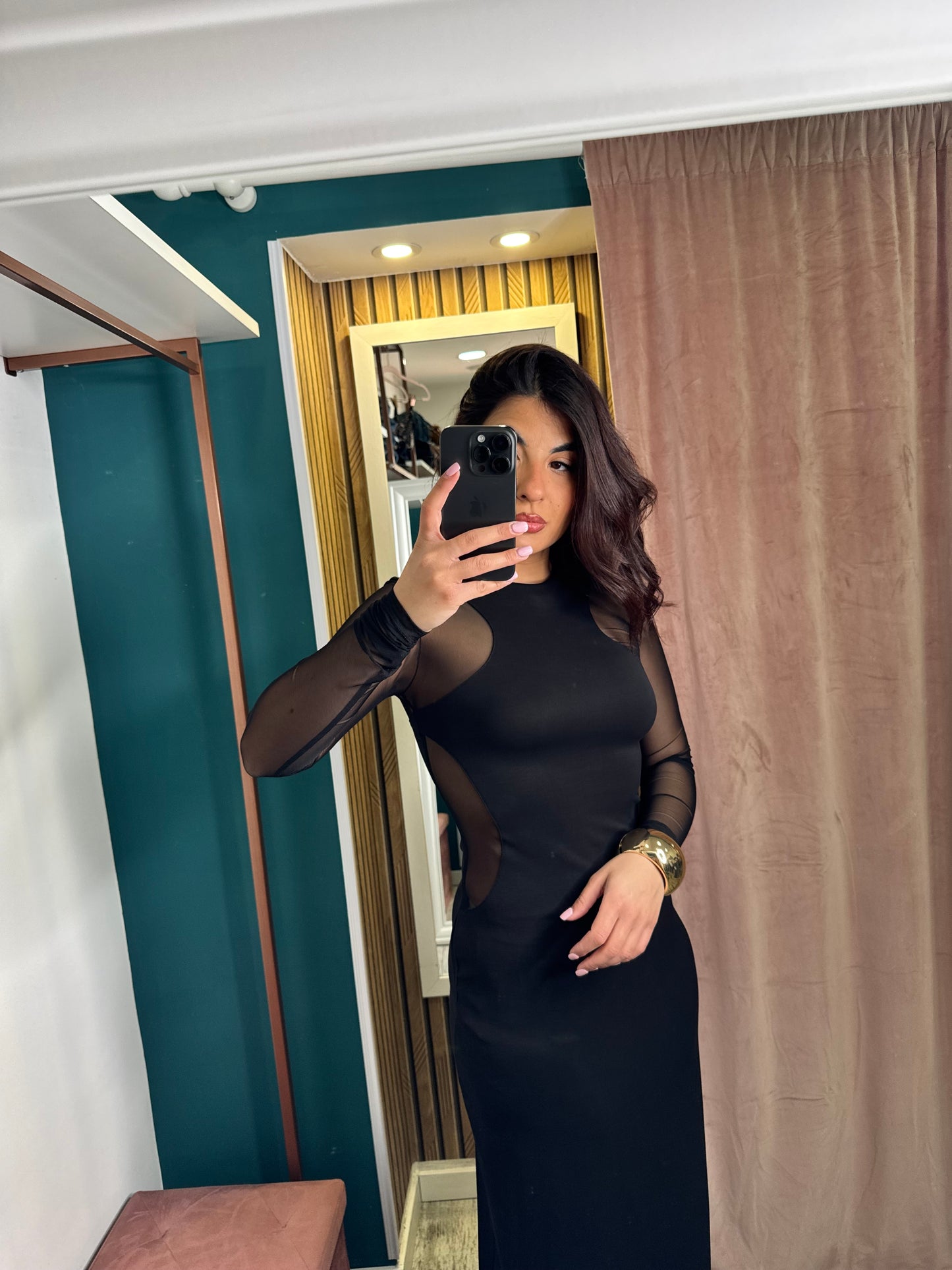 Vestito lungo nero lumina