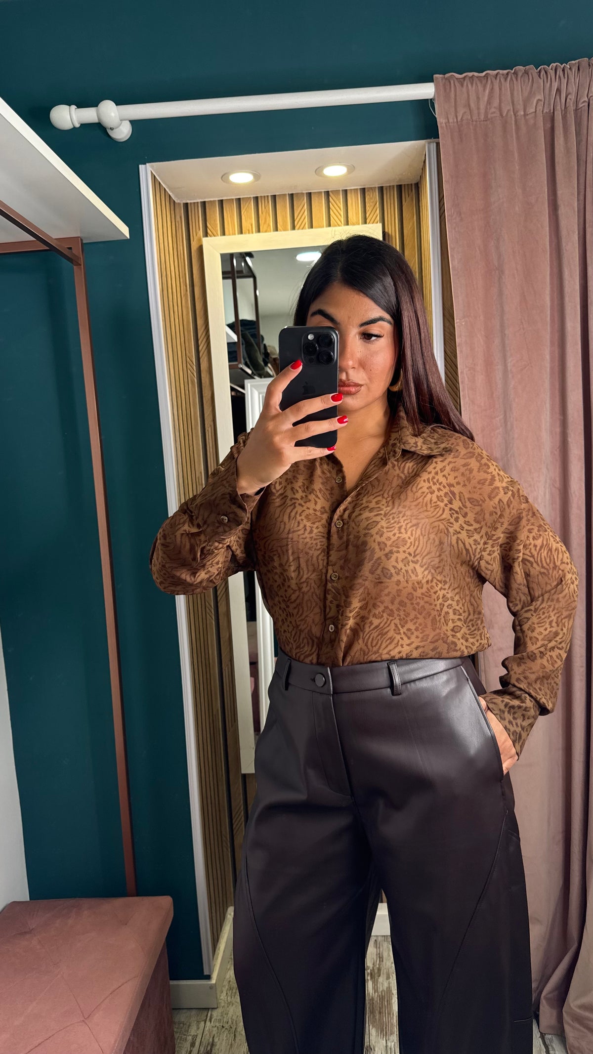 Pantaloni ecopelle Brown