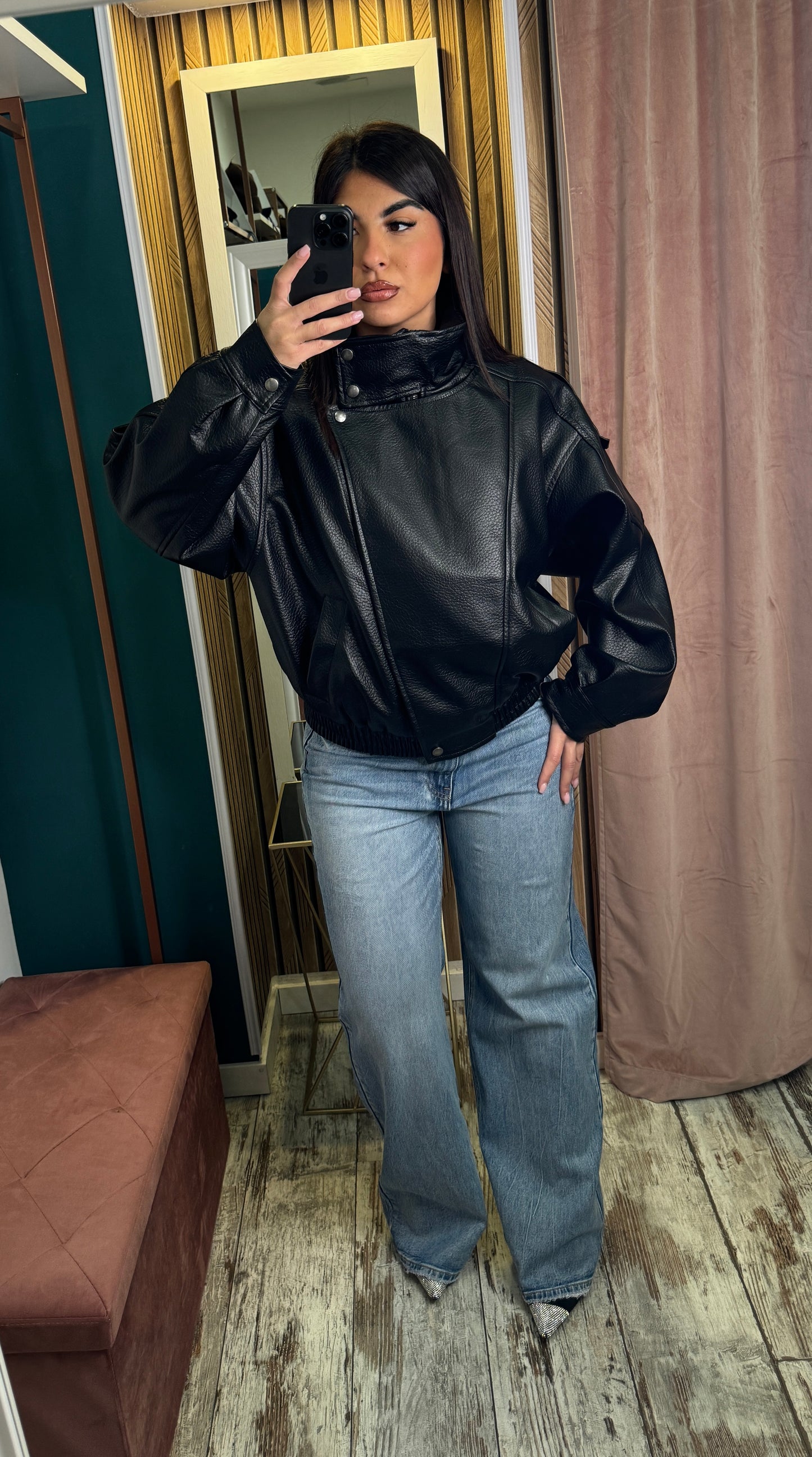 Bomber ecopelle martellato