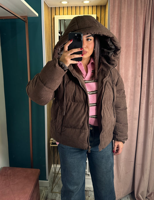 Piumino marrone in velluto