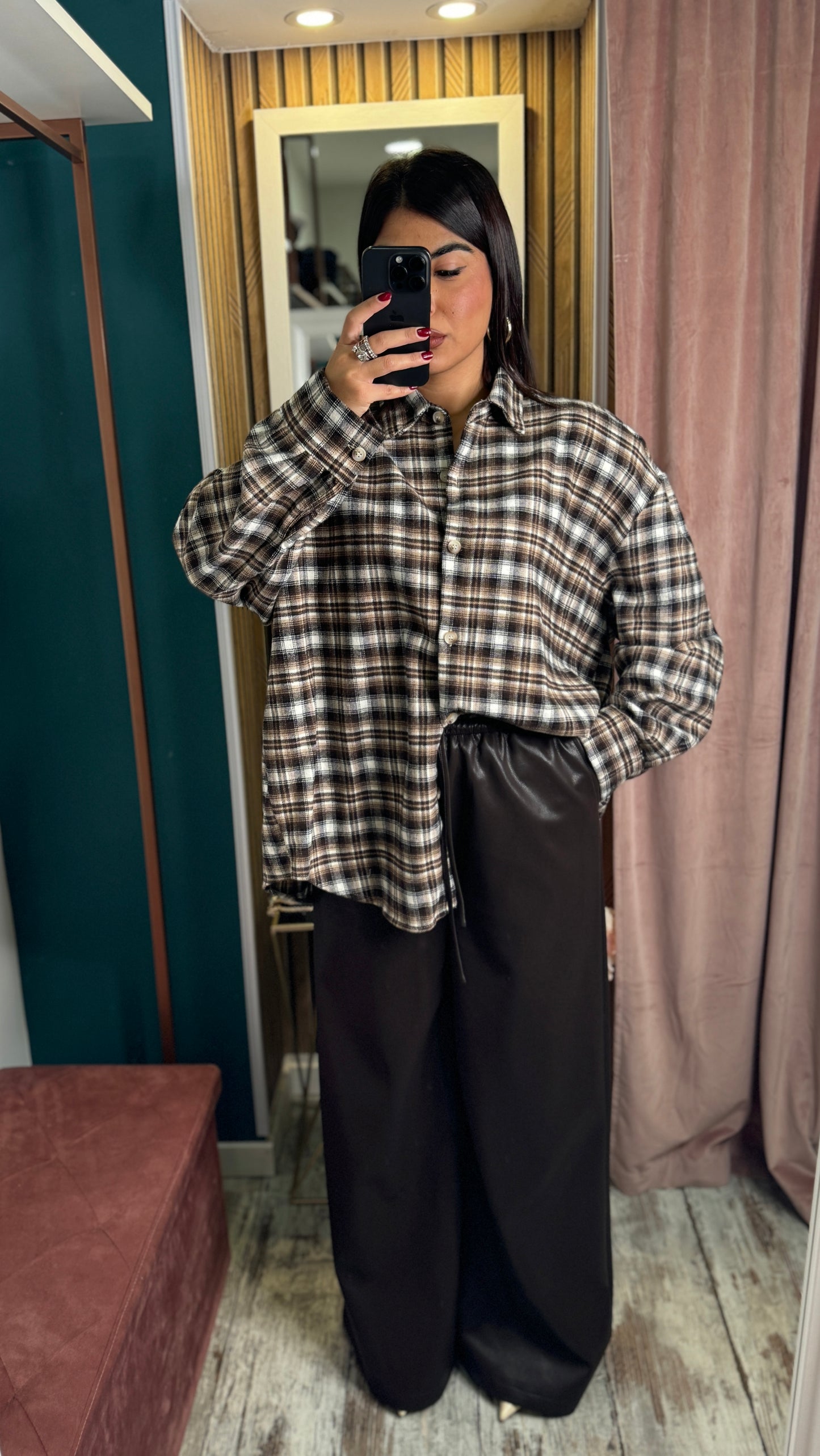 Camicia quadretti brown