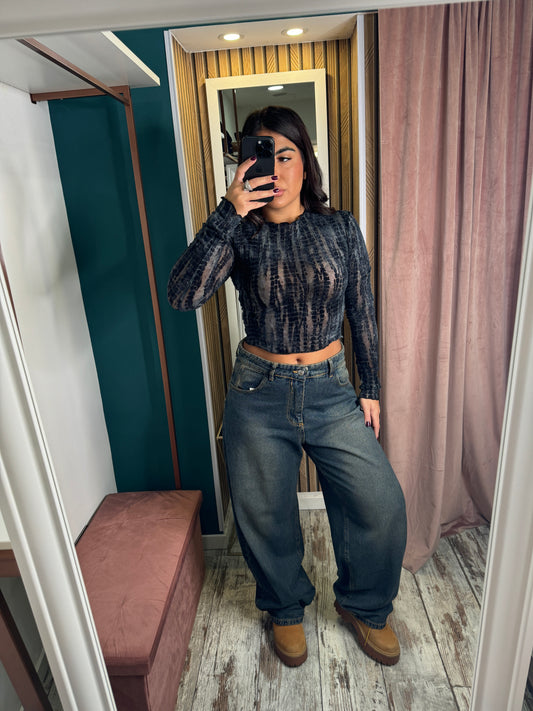 Jeans tela fissa sabbiato