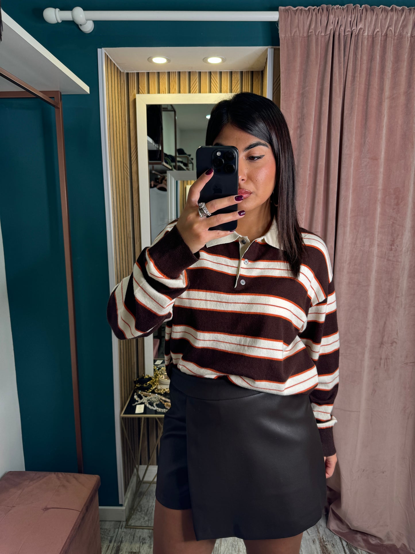 Polo lana rasata righe