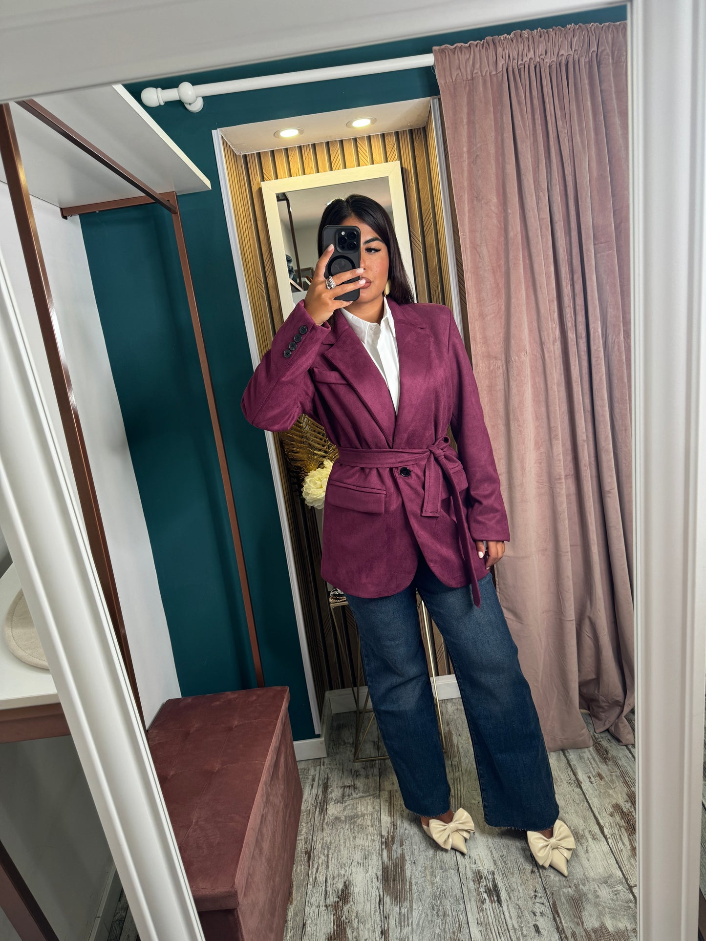 Blazer scamosciato prugna