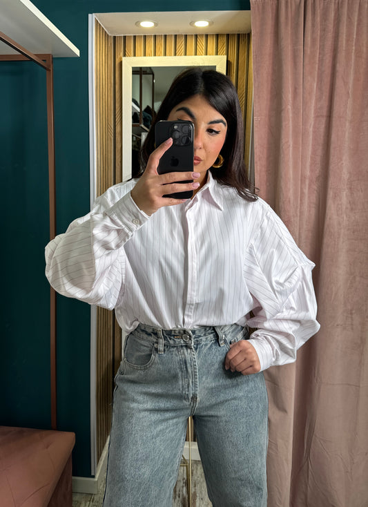 Camicia bianca riga rosa