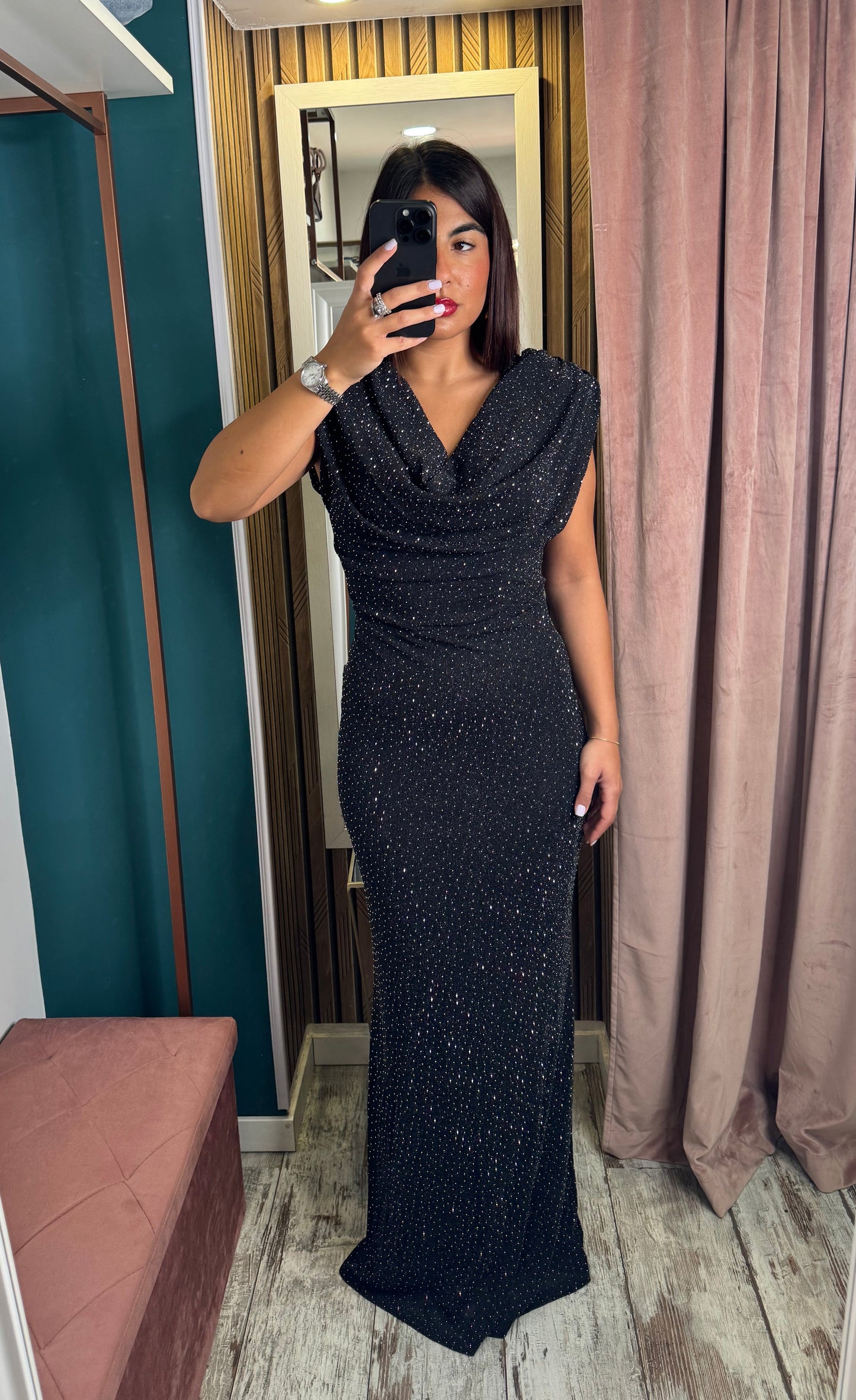 Vestito strass nero