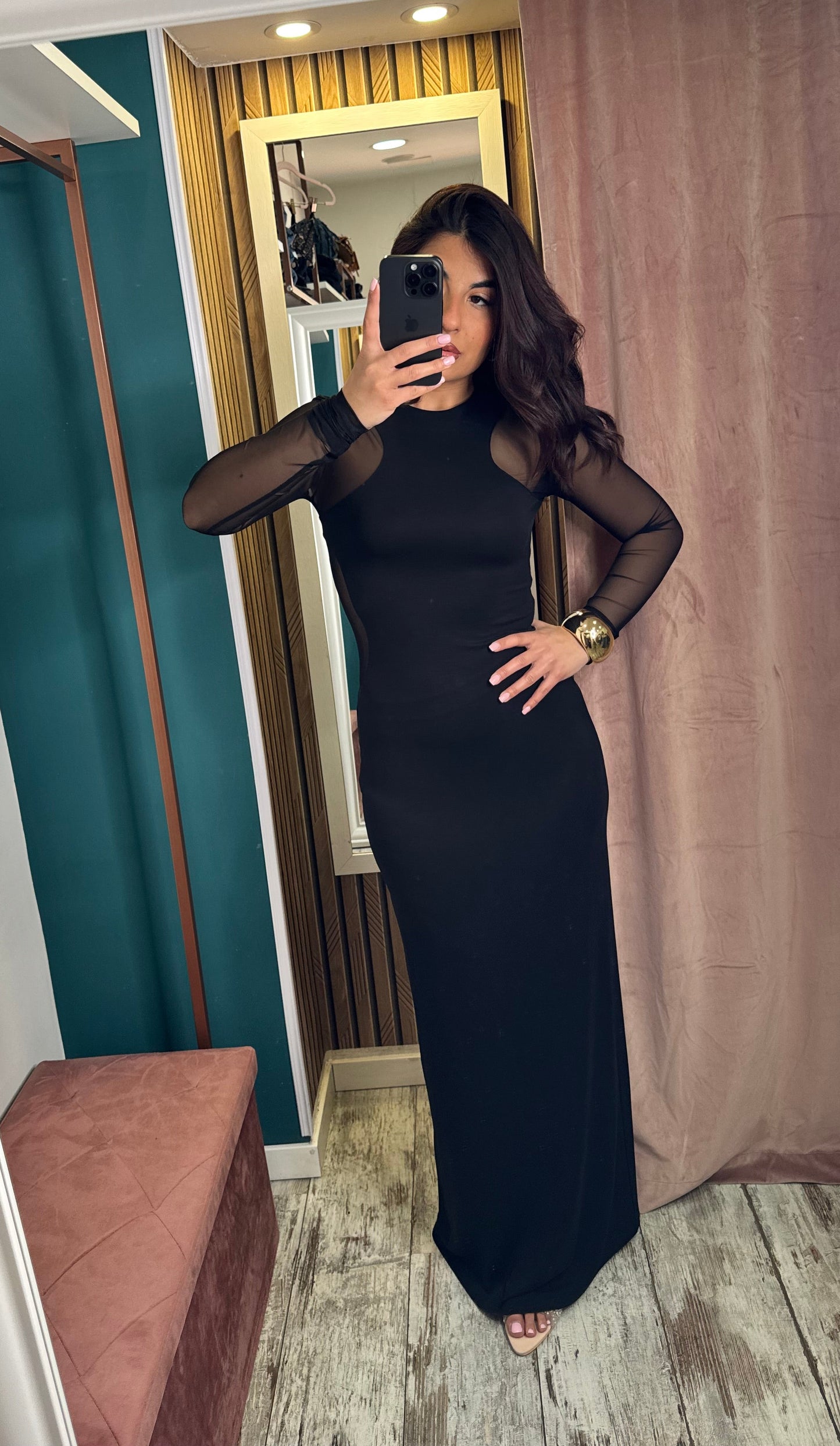 Vestito lungo nero lumina