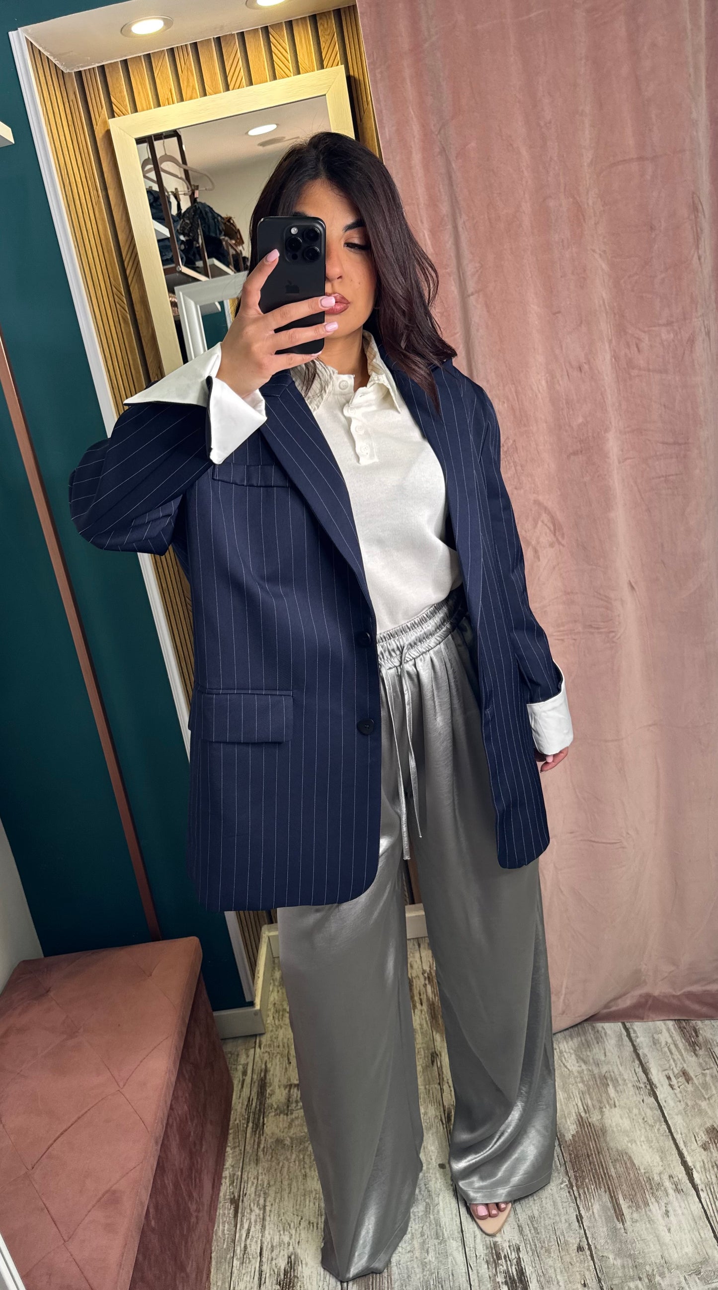 Pant grigio satin