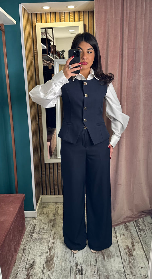 Coordinato blu gilet e pant