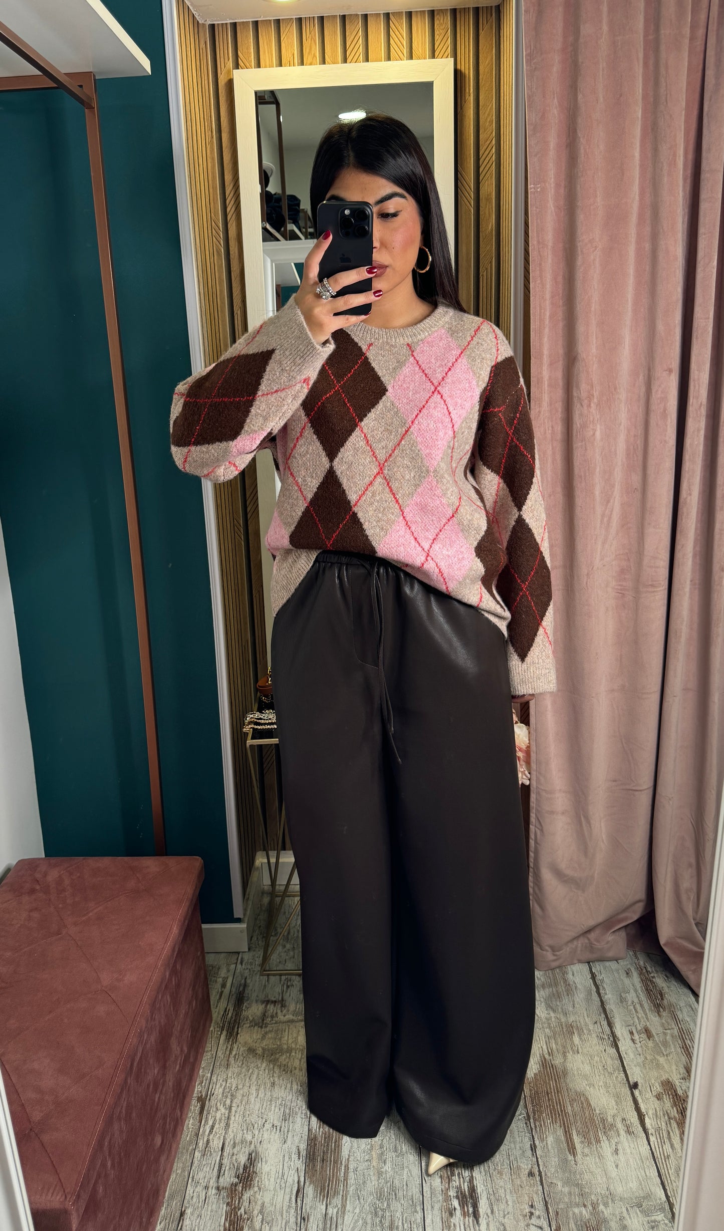 Pantaloni ecopelle choco