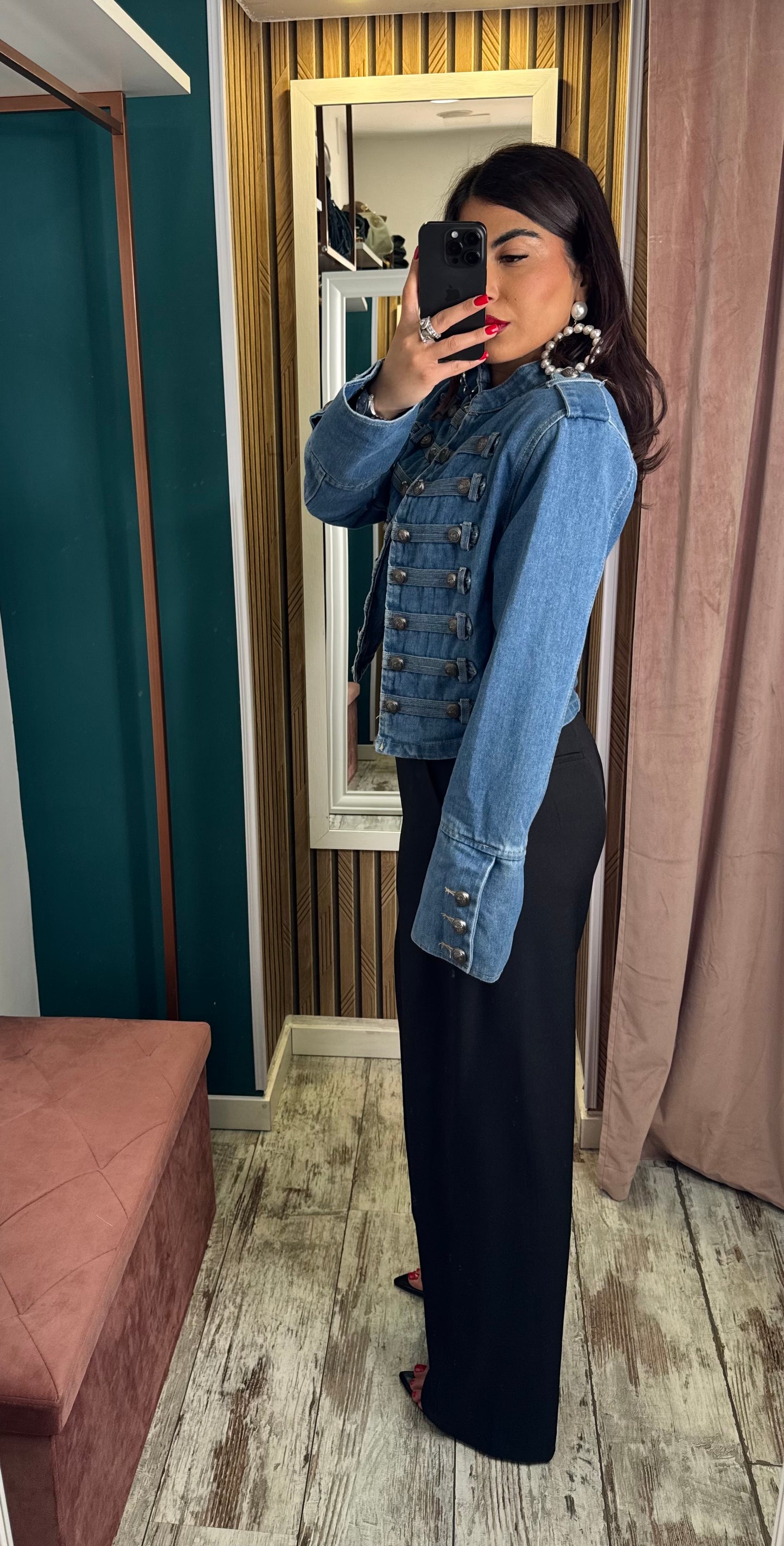 Giubbino denim Mochy bleu