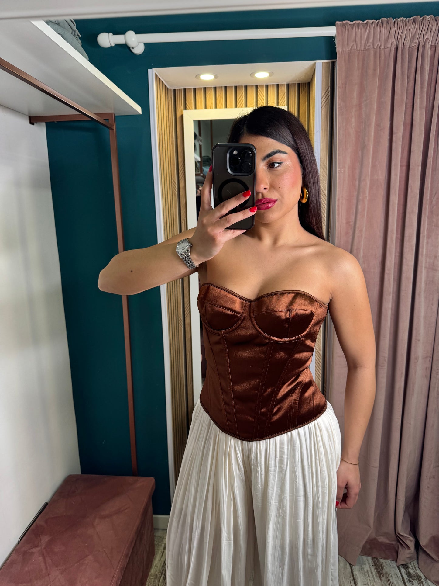 Corpetto brown satin