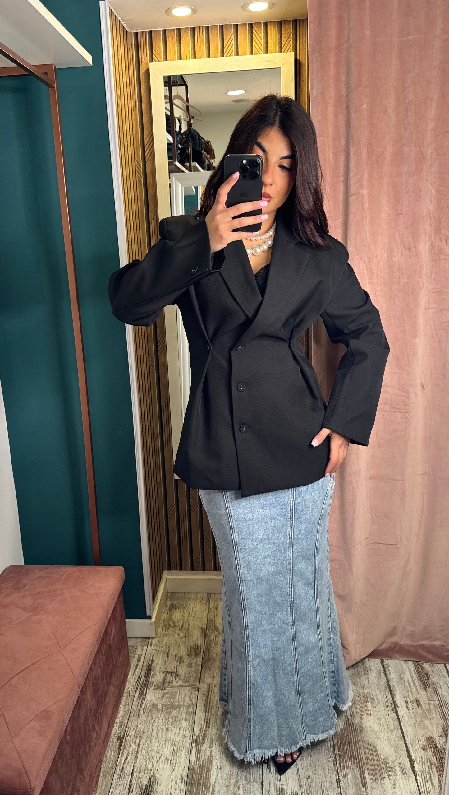 Blazer Selene avvitato nero