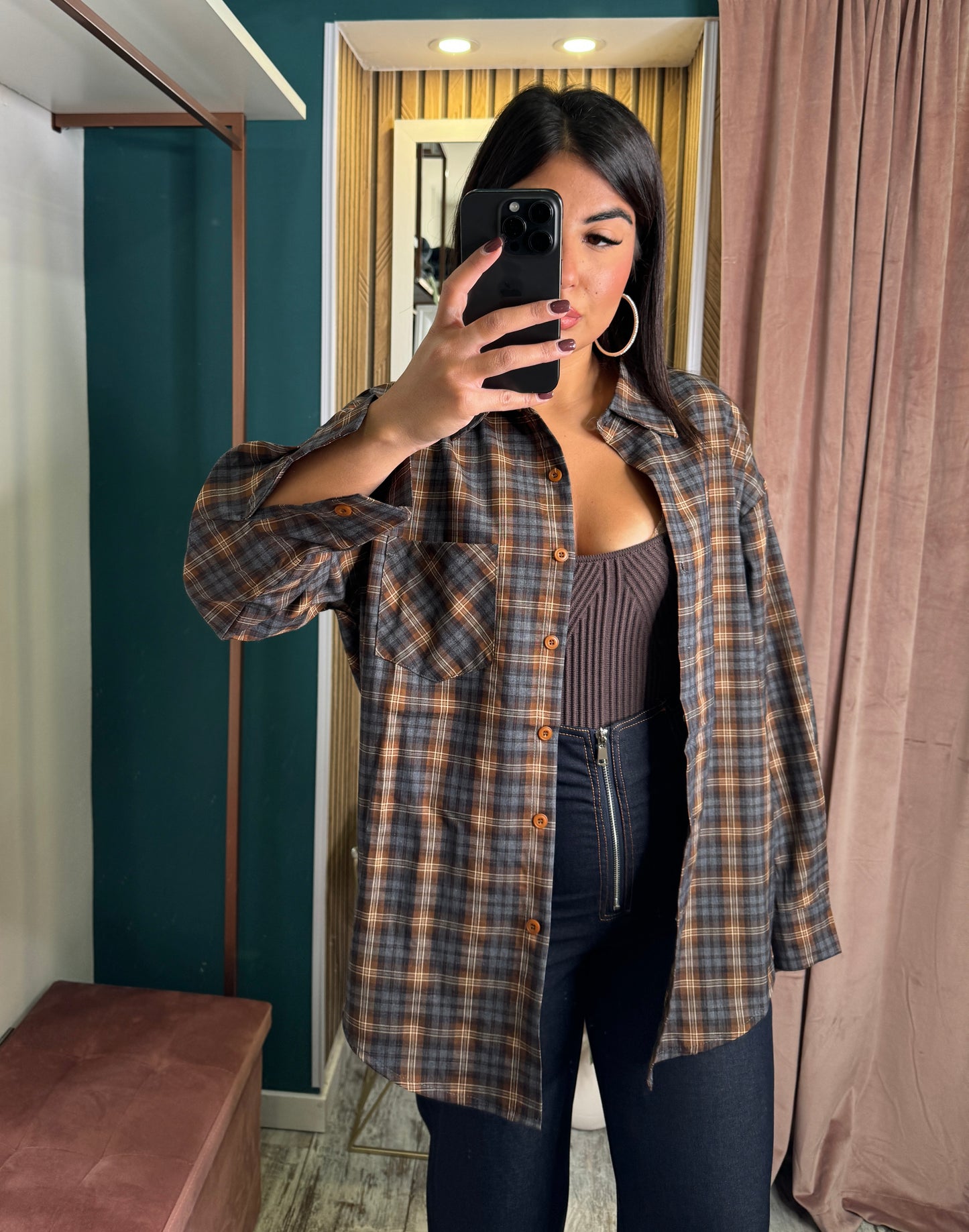 Camicia quadretti grey brown