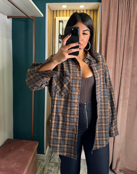 Camicia quadretti grey brown