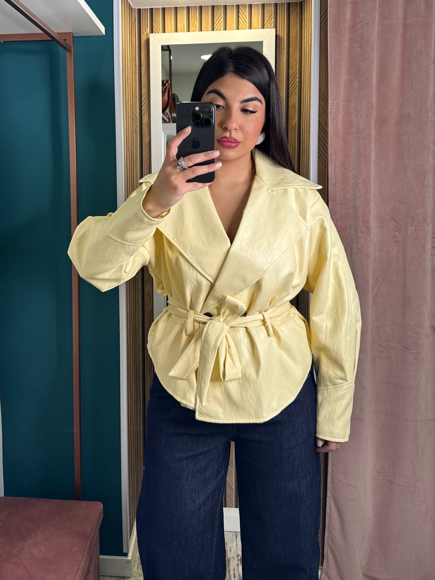 Giubbino ecopelle Yellow