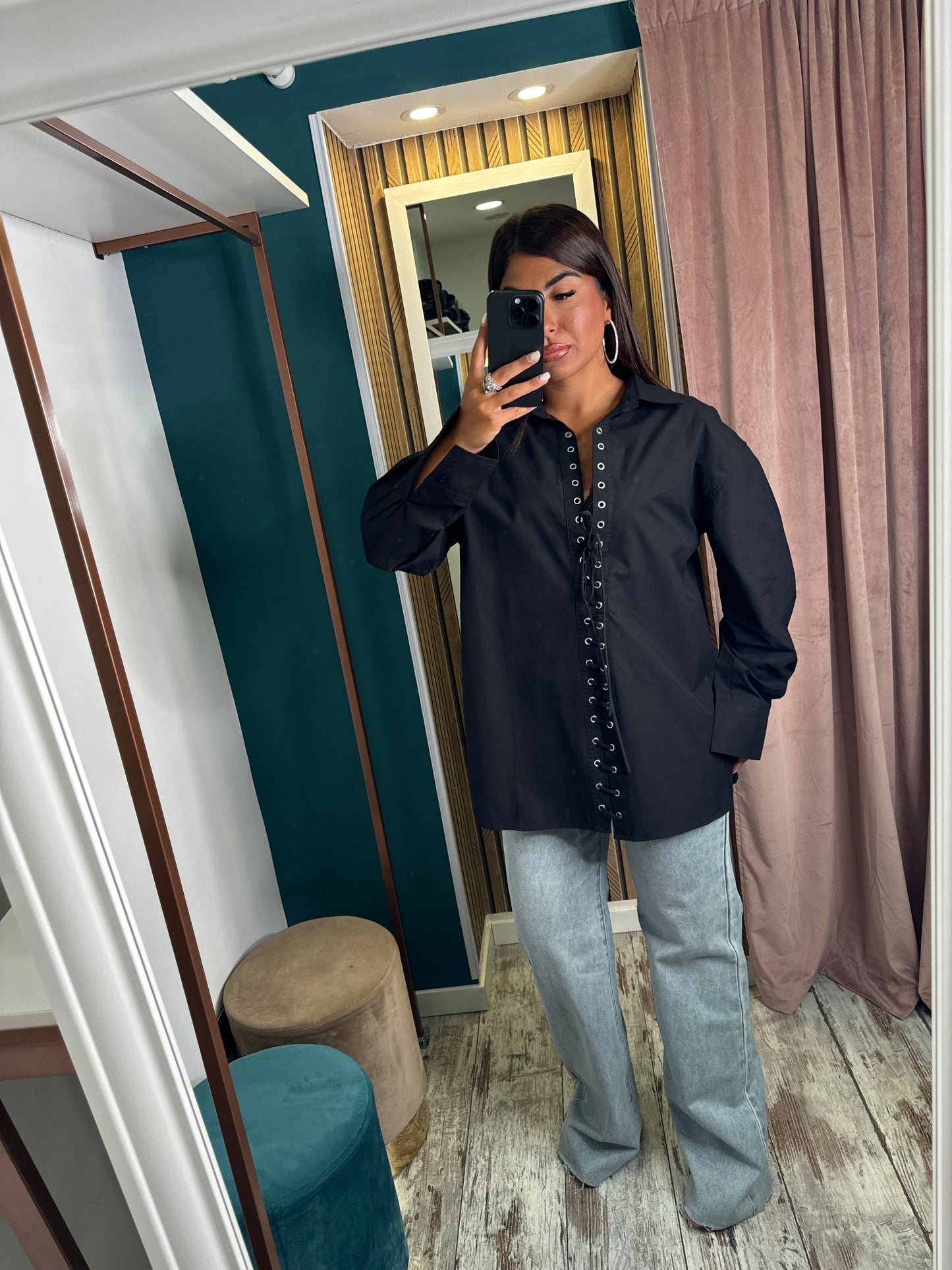 Camicia stringhe nera