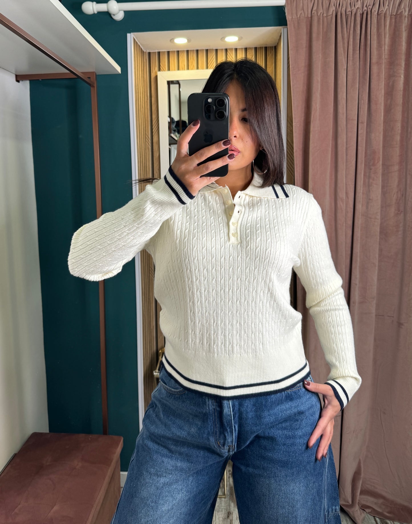 Pullover colletto-panna