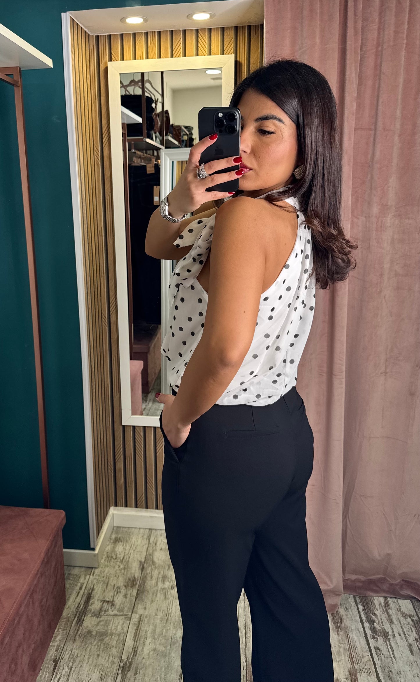 Top bianco pois