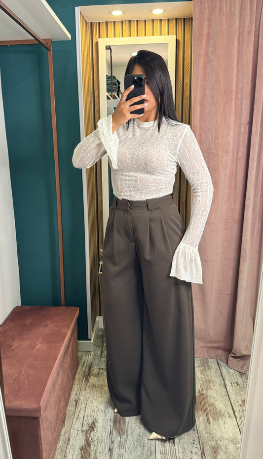 Pantaloni marroni palazzo