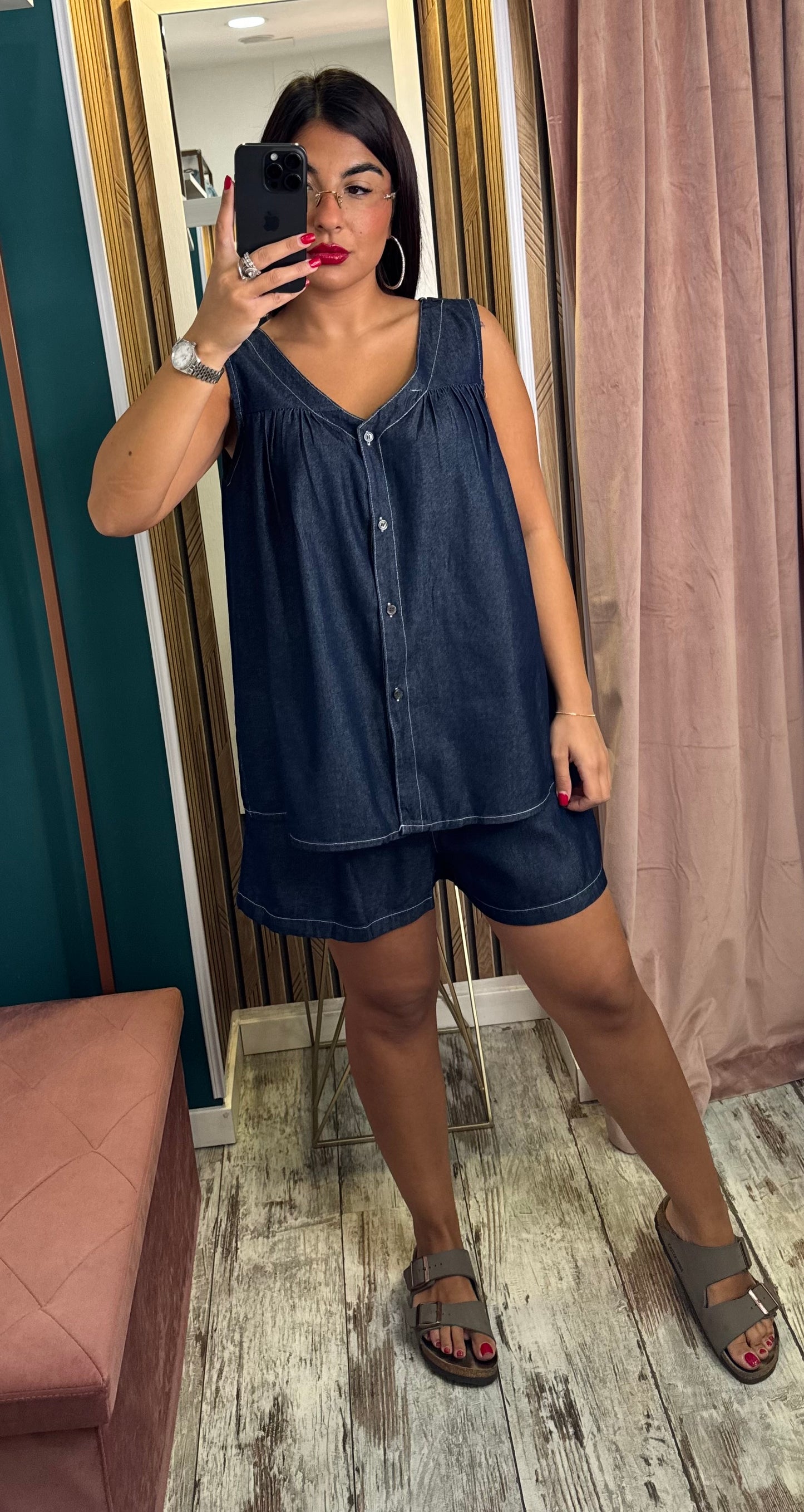 Cordset denim blu