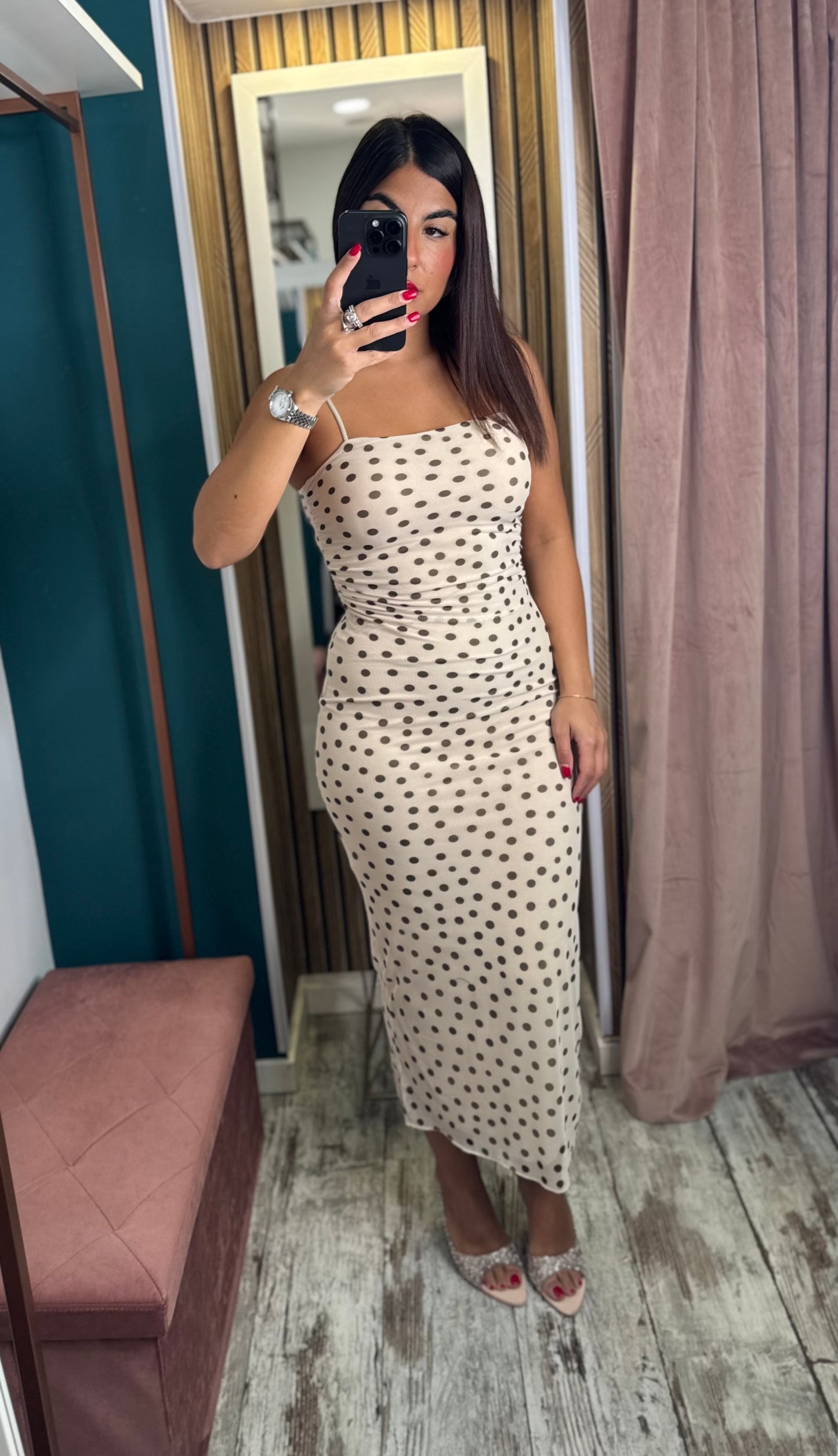 Vestito cream pois