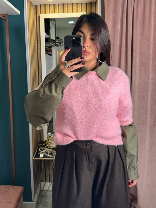 Pull rosa mezza manica