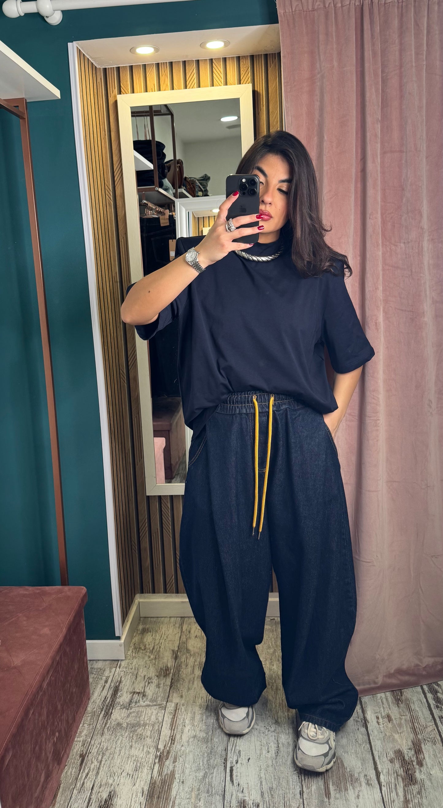 T shirt mezzocollo oversize
