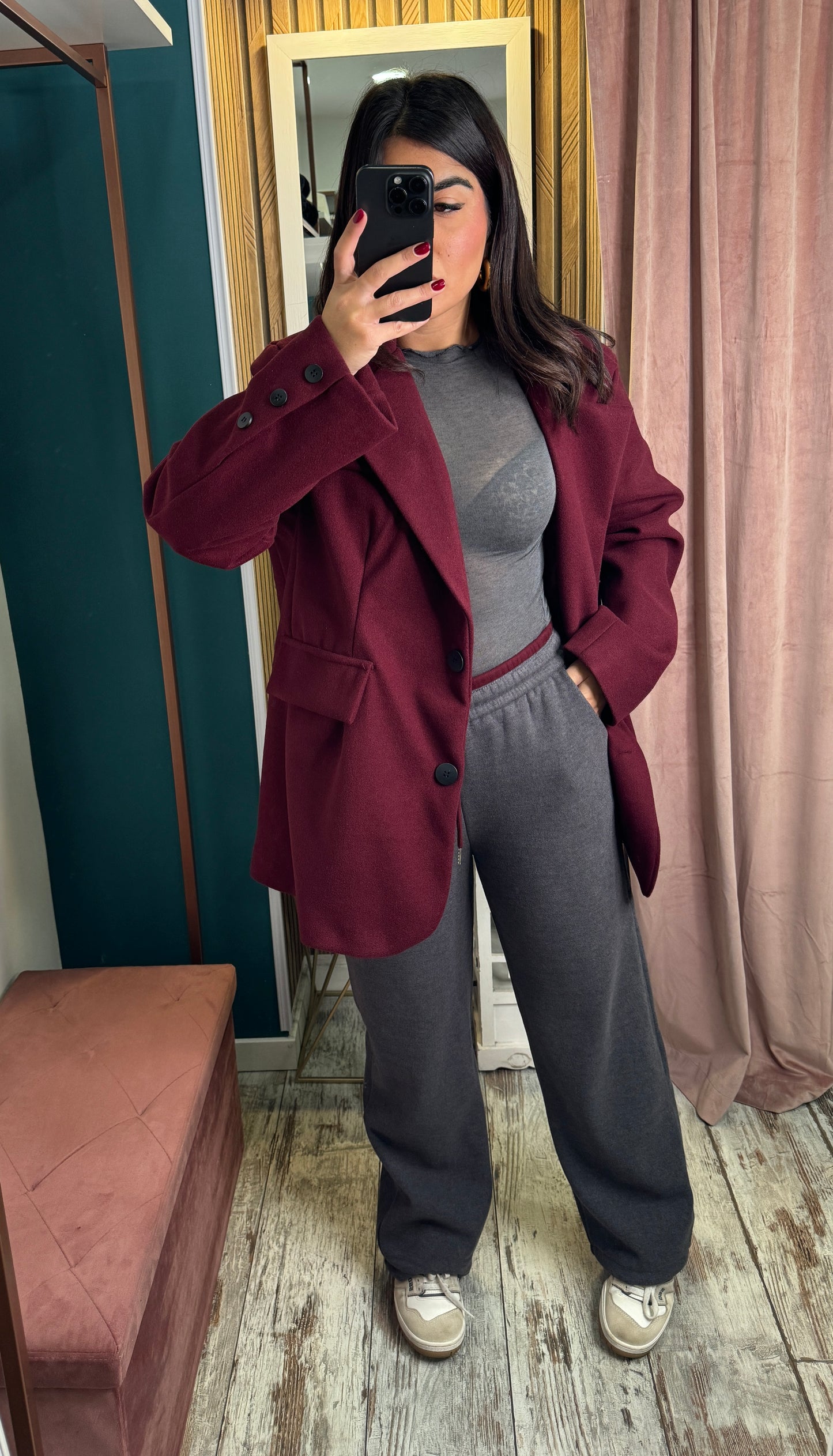 Cappotto corto bordeaux