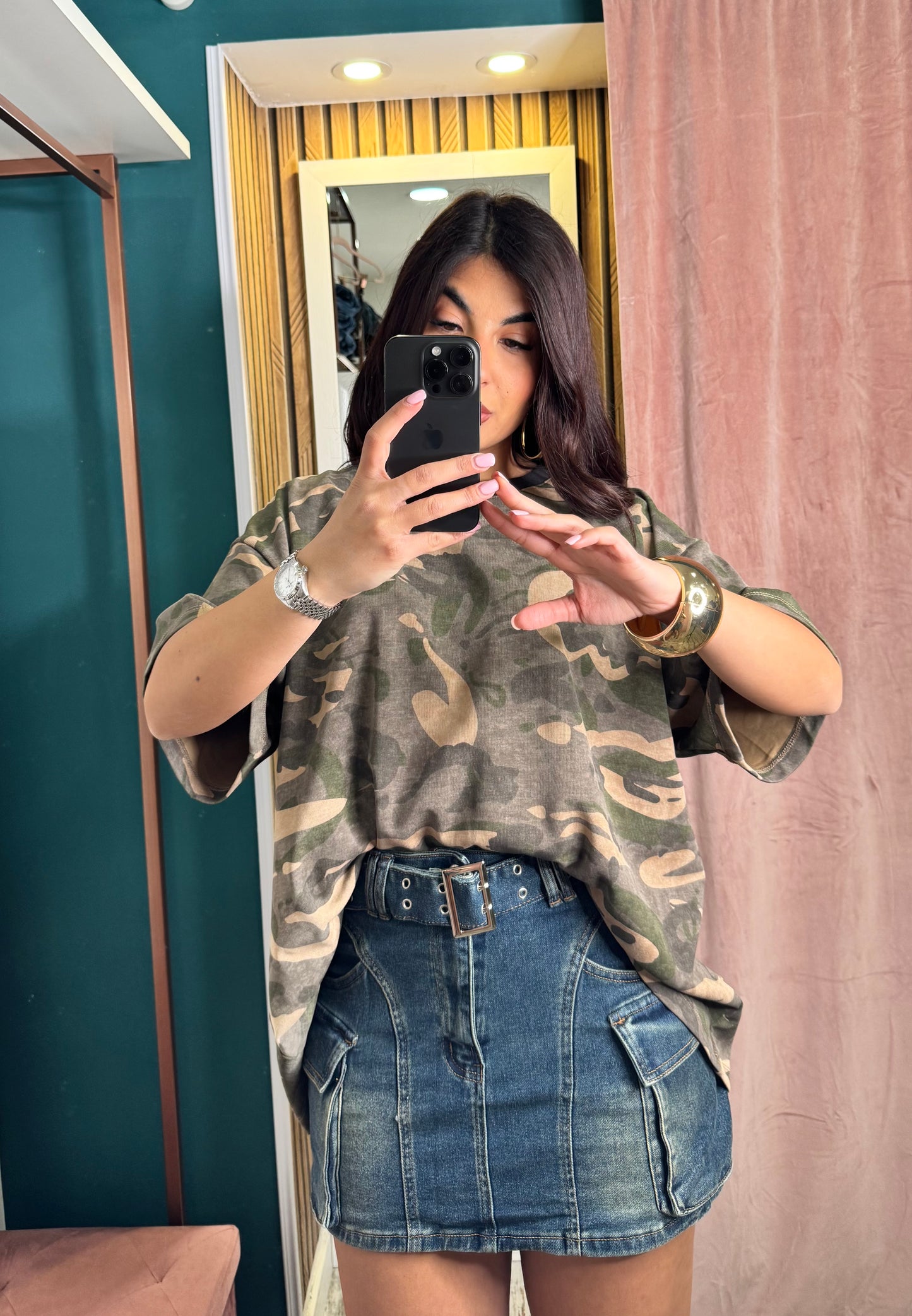 Minigonna denim sabbia