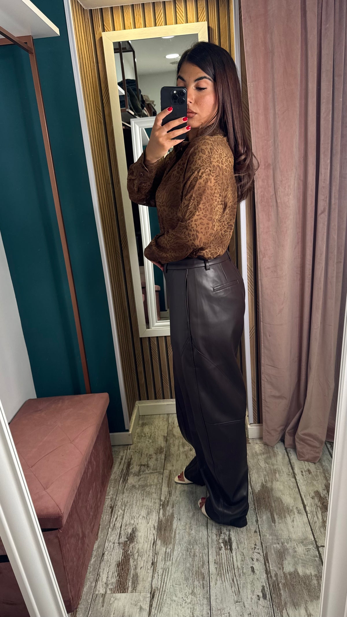 Pantaloni ecopelle Brown