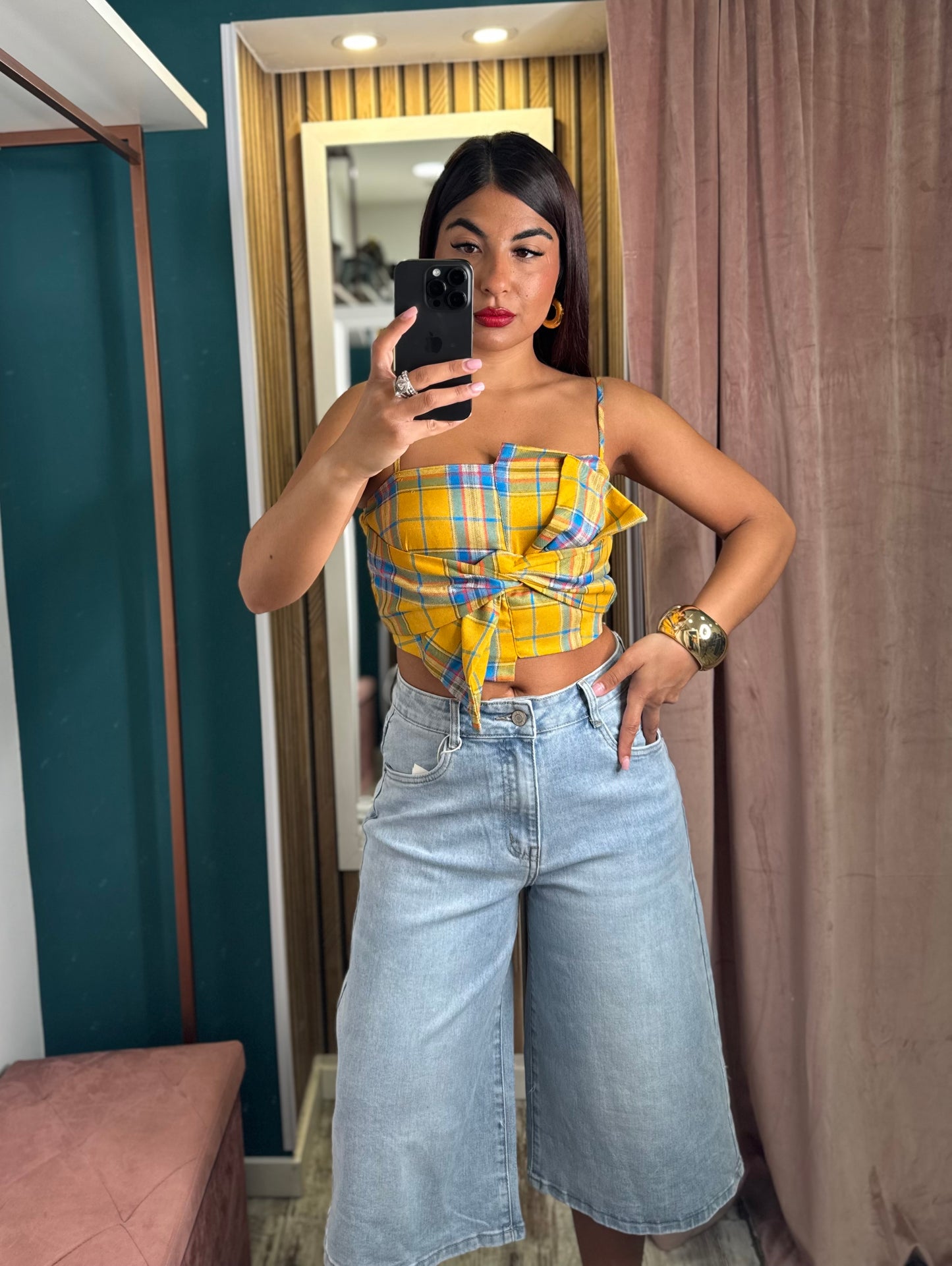 Top quadretti Yellow