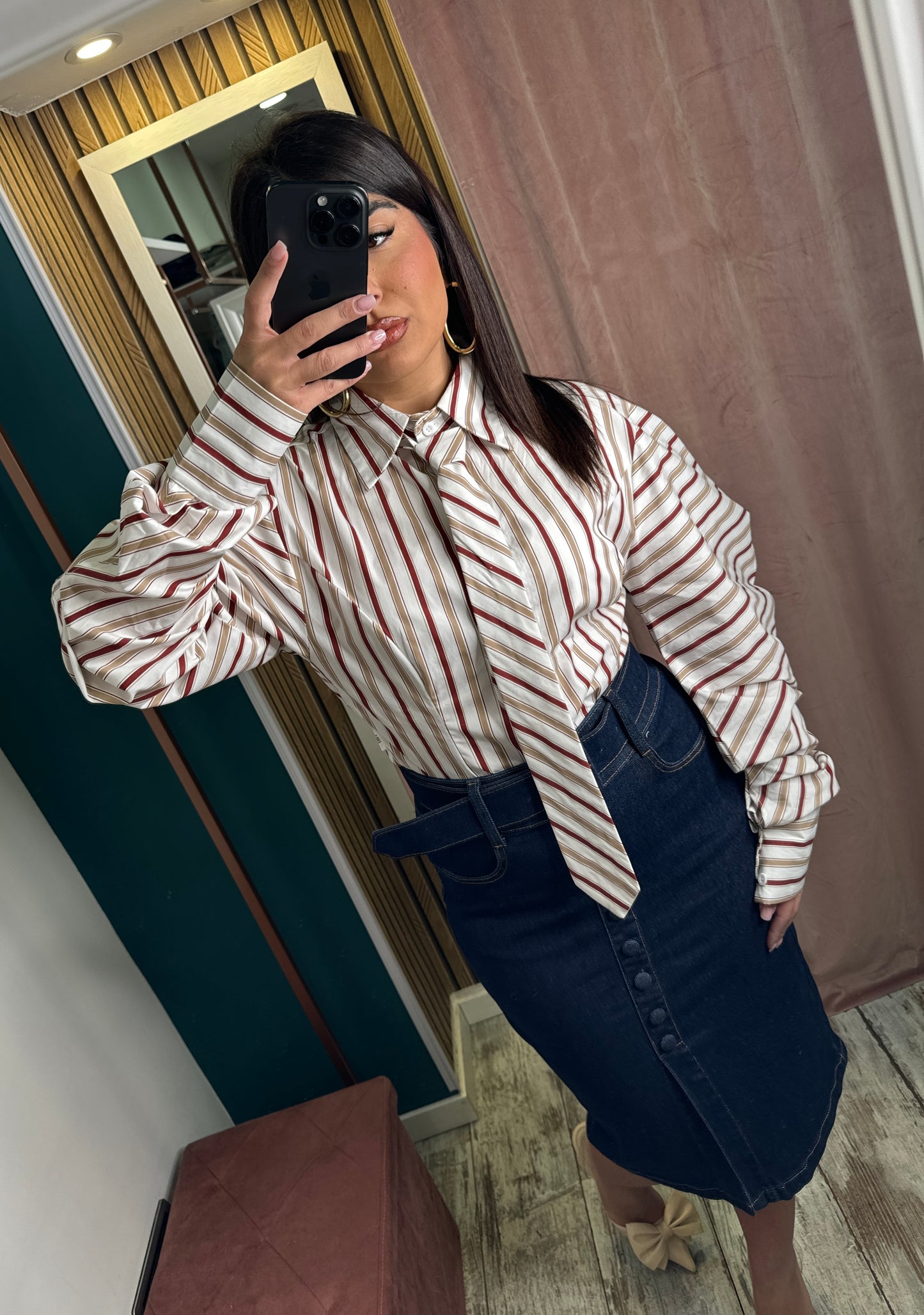 Gonna midi jeans blu