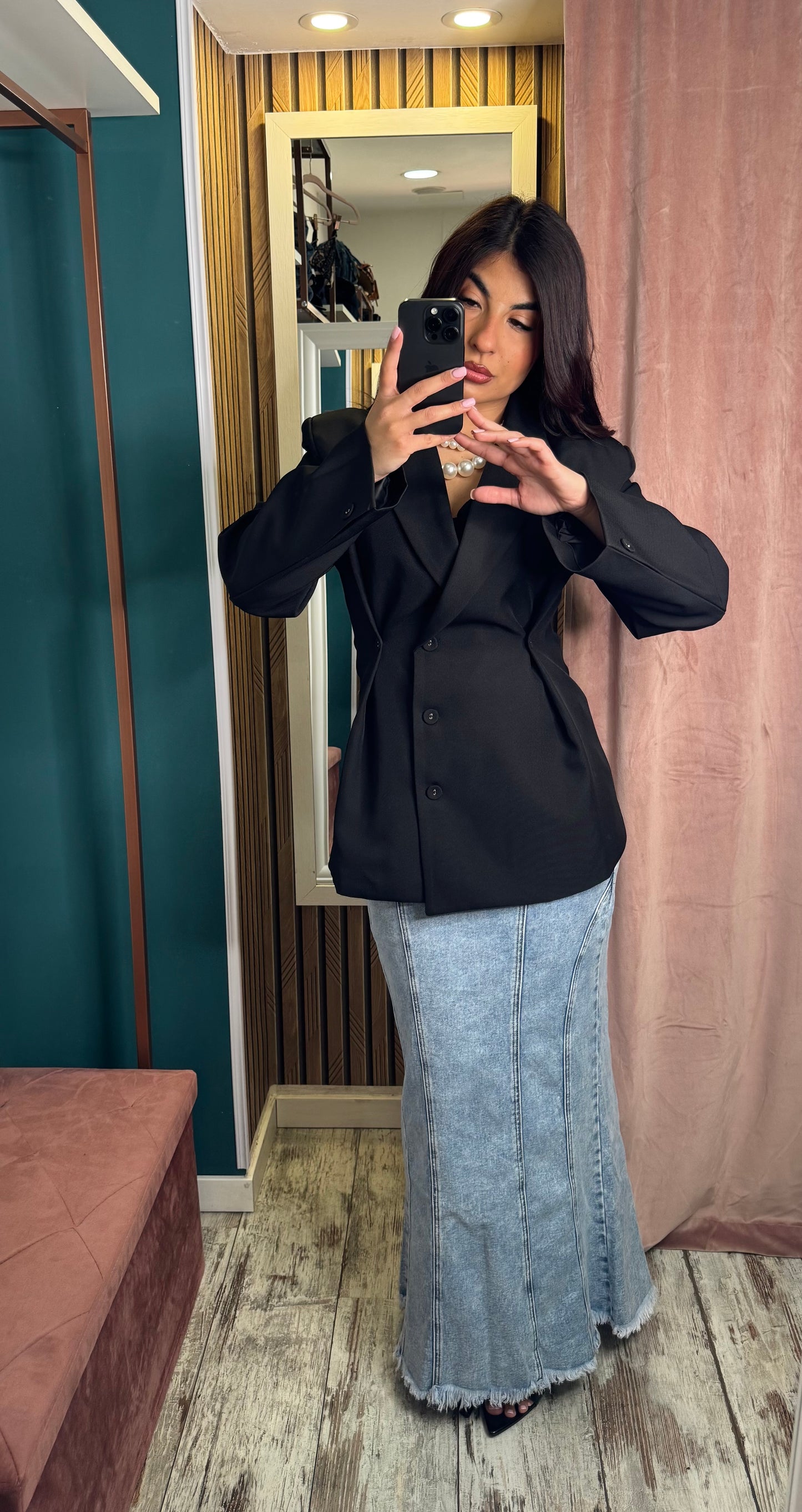 Blazer Selene avvitato nero