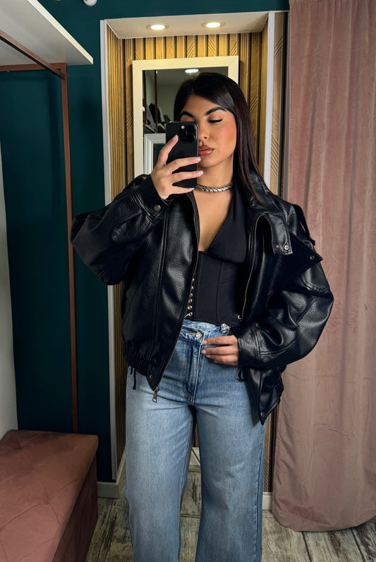 Bomber ecopelle martellato