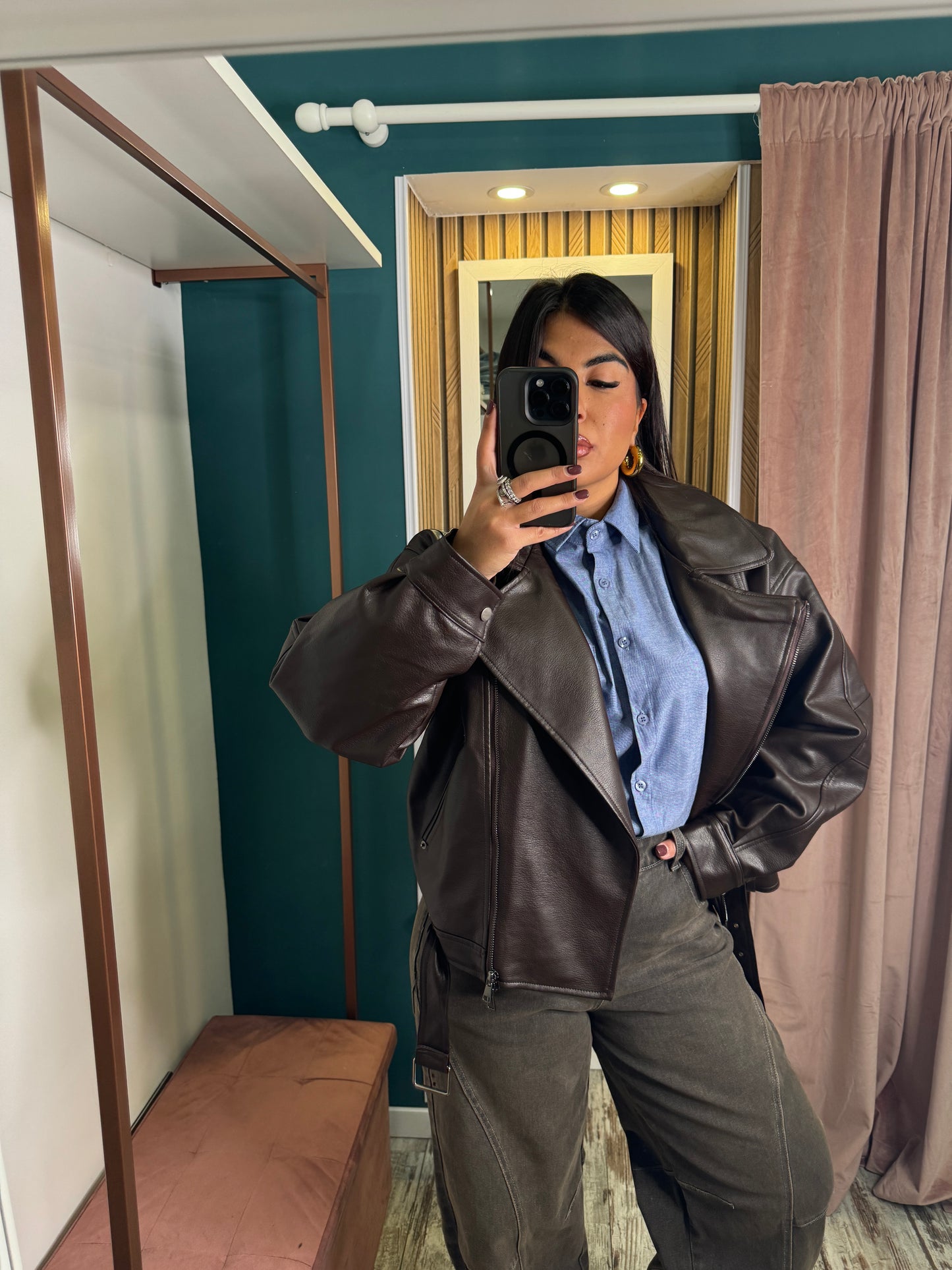 Giubbino Biker marrone