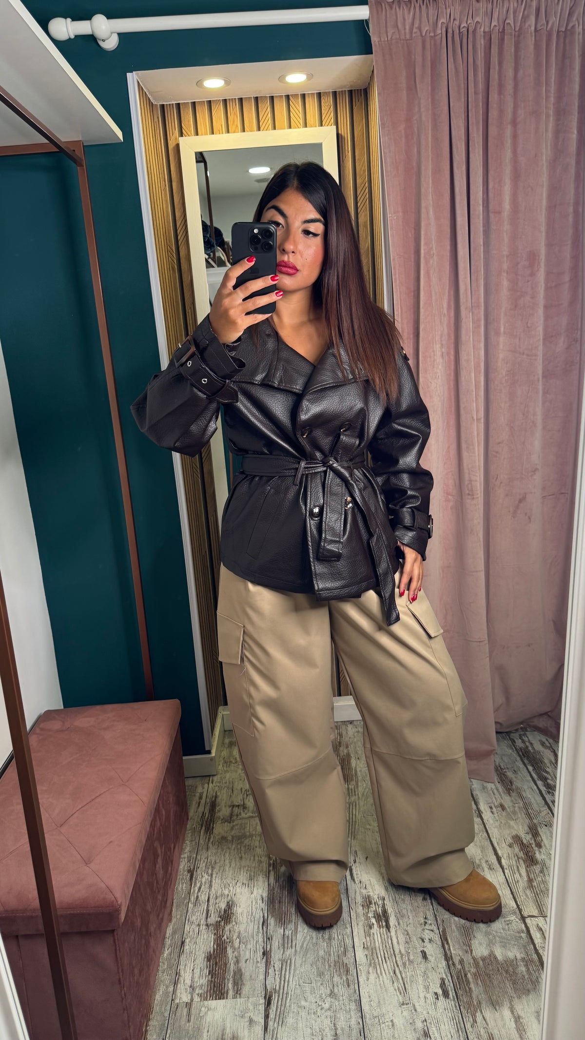 Trench ecopelle martellato Brown