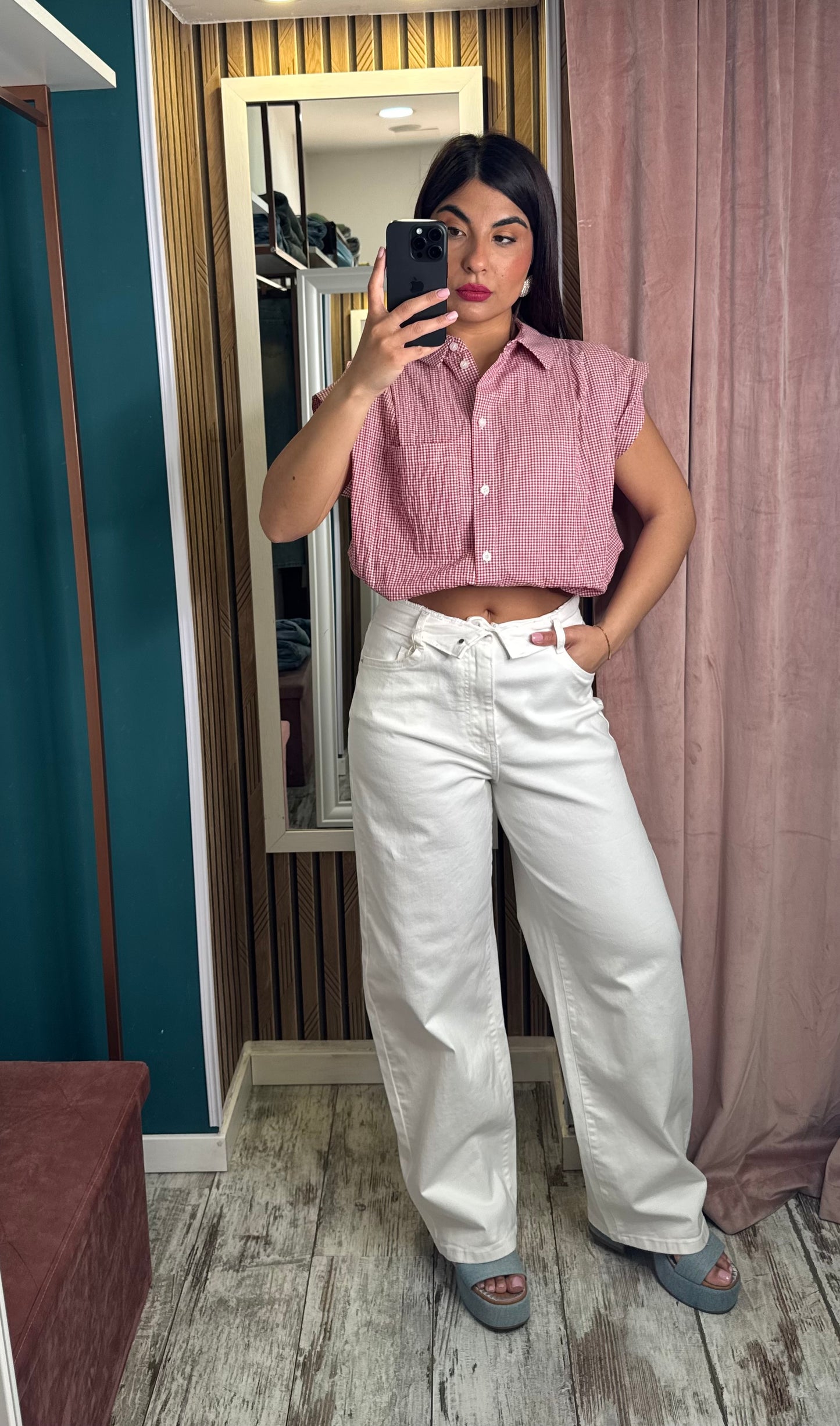 Camicia smanicata quadretti