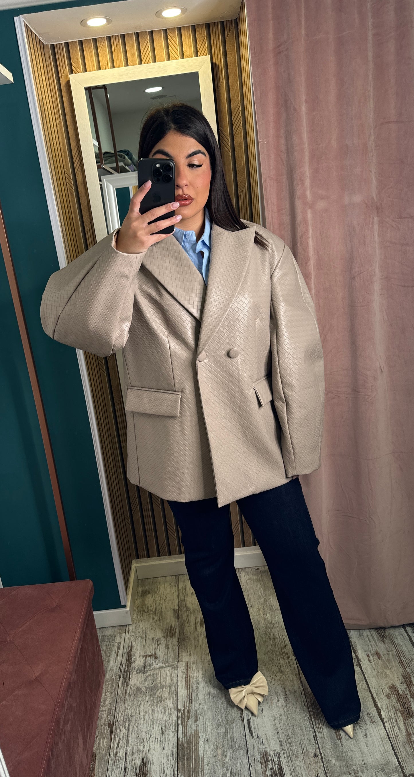 Blazer lumina ecopelle beige