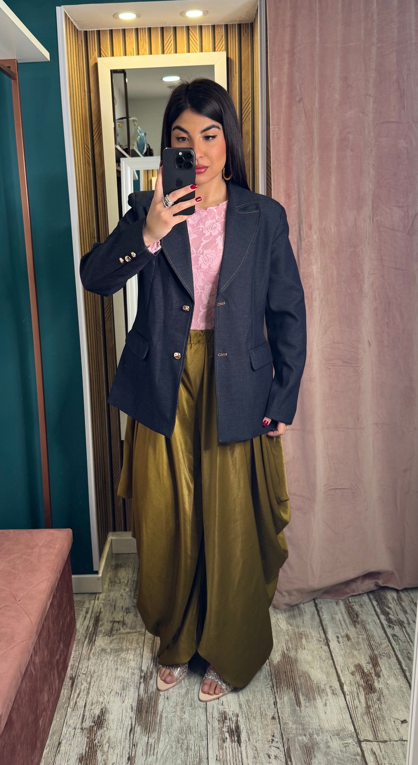 Blazer color blu denim
