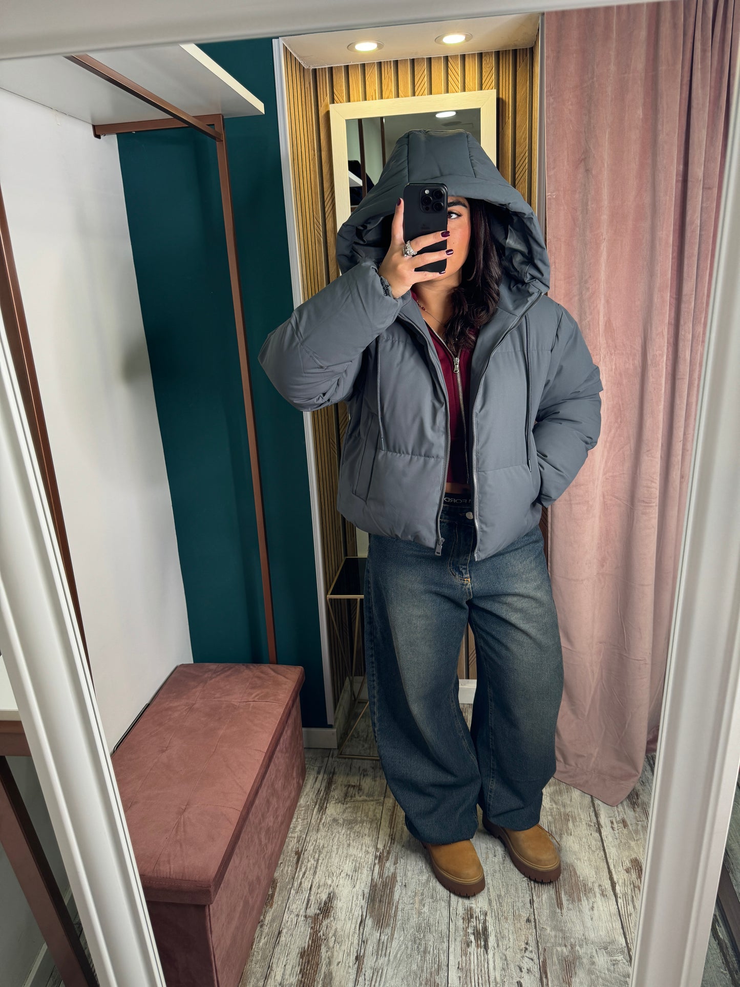 Piumino corto grigio