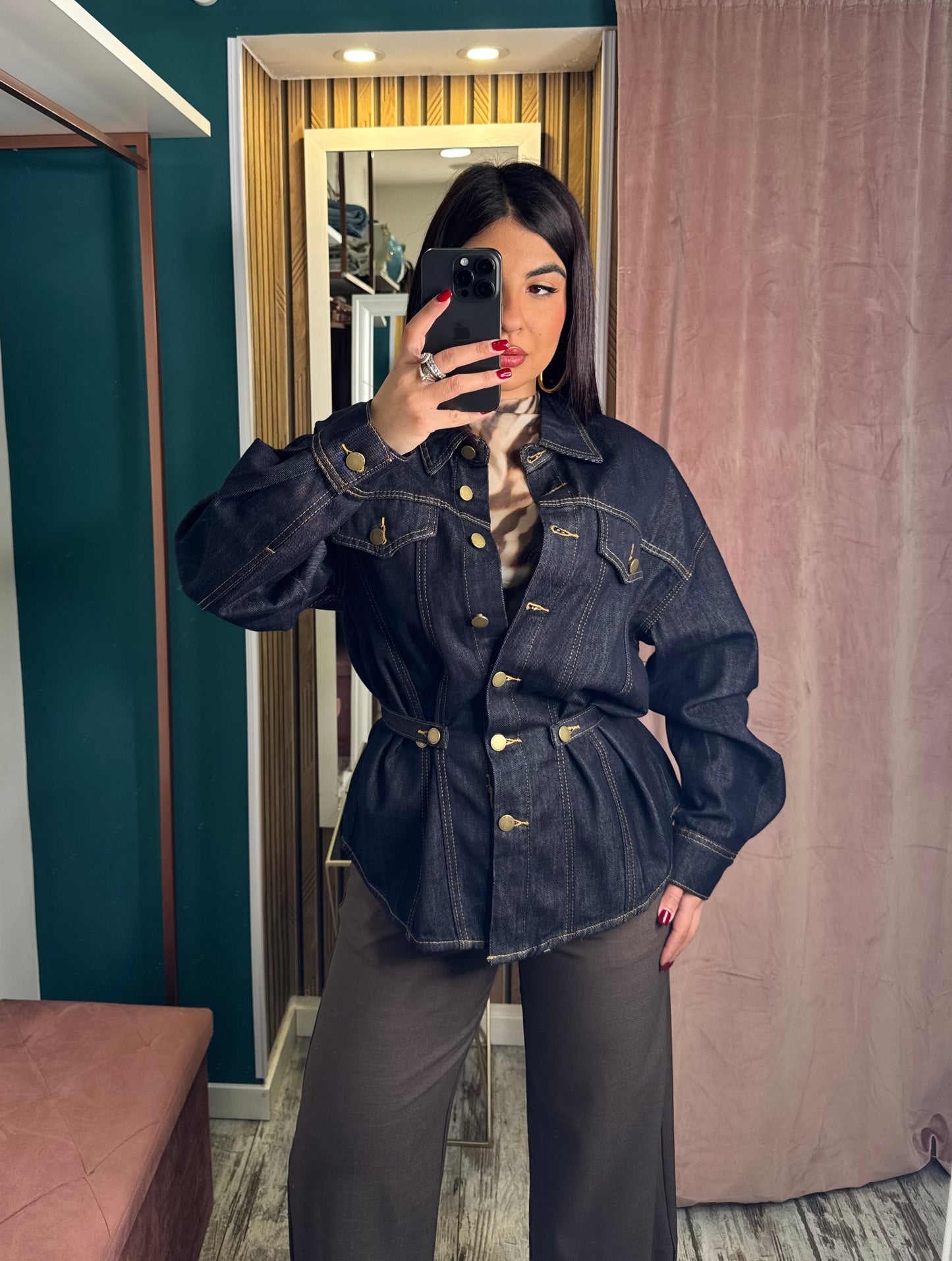 Camicia giacca denim blu