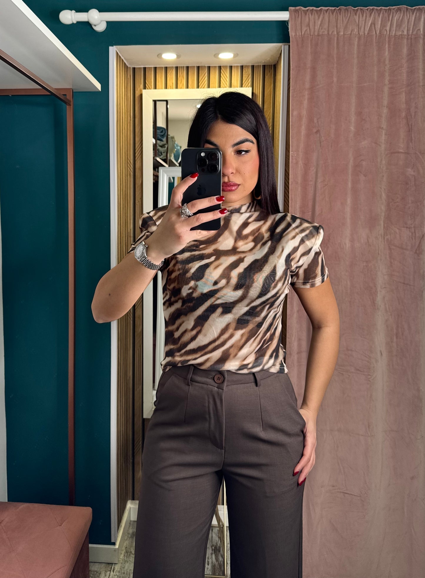 Maglia velata Taupe