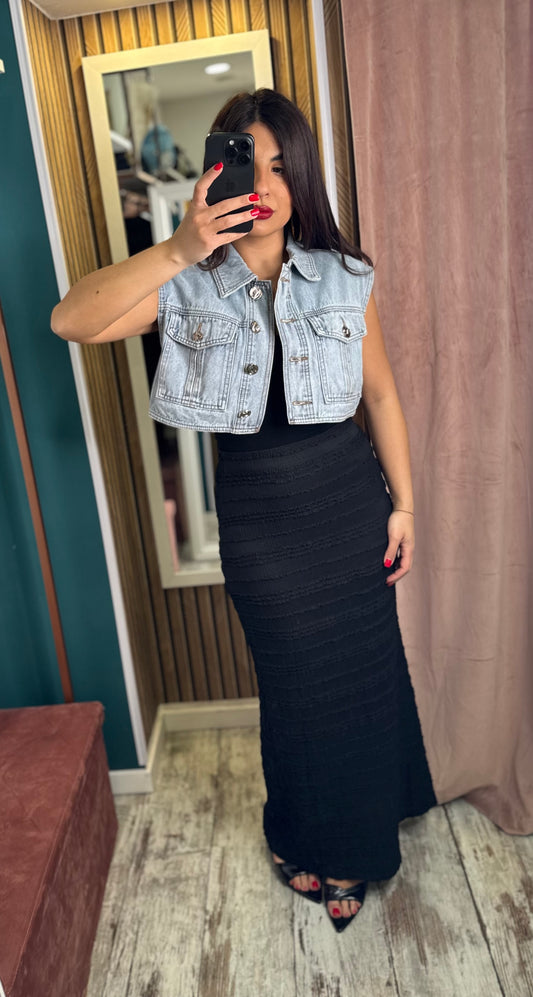Gilet crop denim