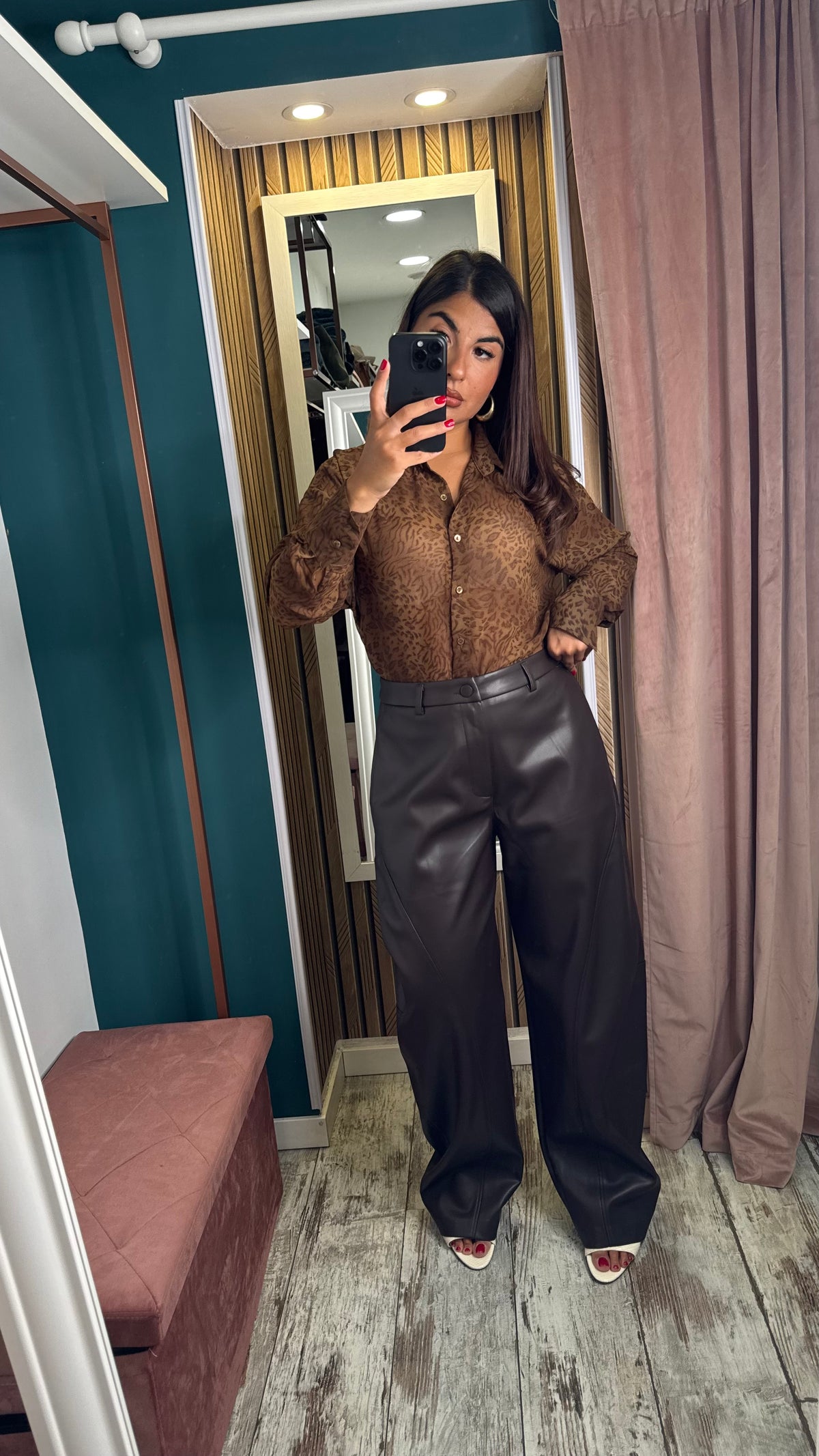 Pantaloni ecopelle Brown